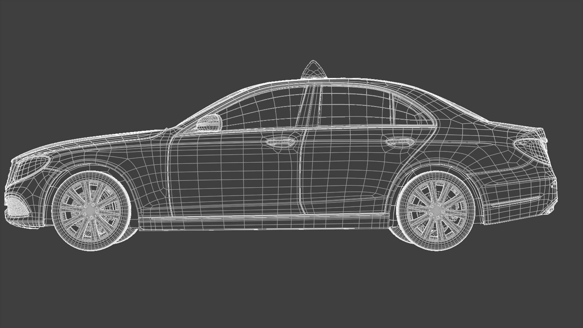 Luxury Taxi Sedan Rigged 3D Model
