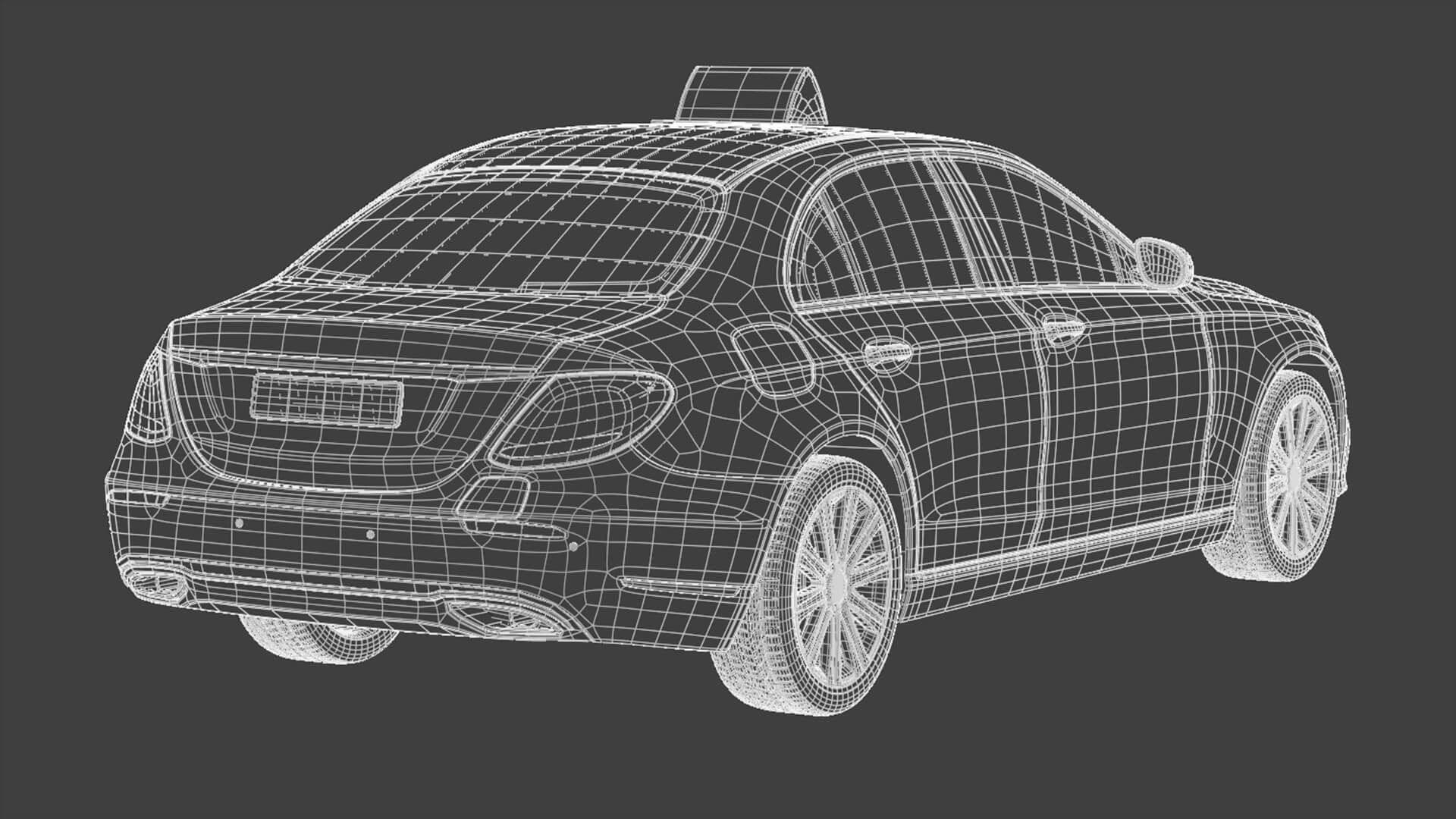 Luxury Taxi Sedan Rigged 3D Model