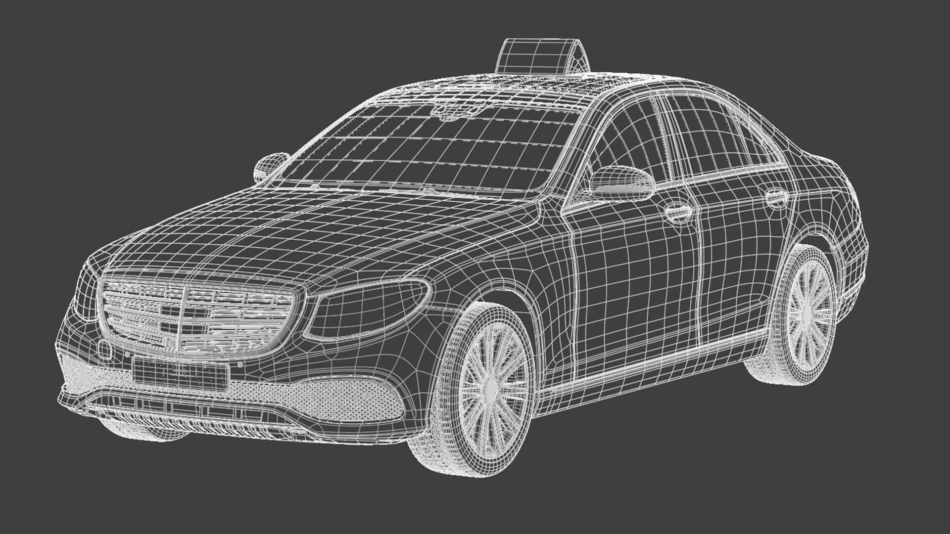Luxury Taxi Sedan Rigged 3D Model
