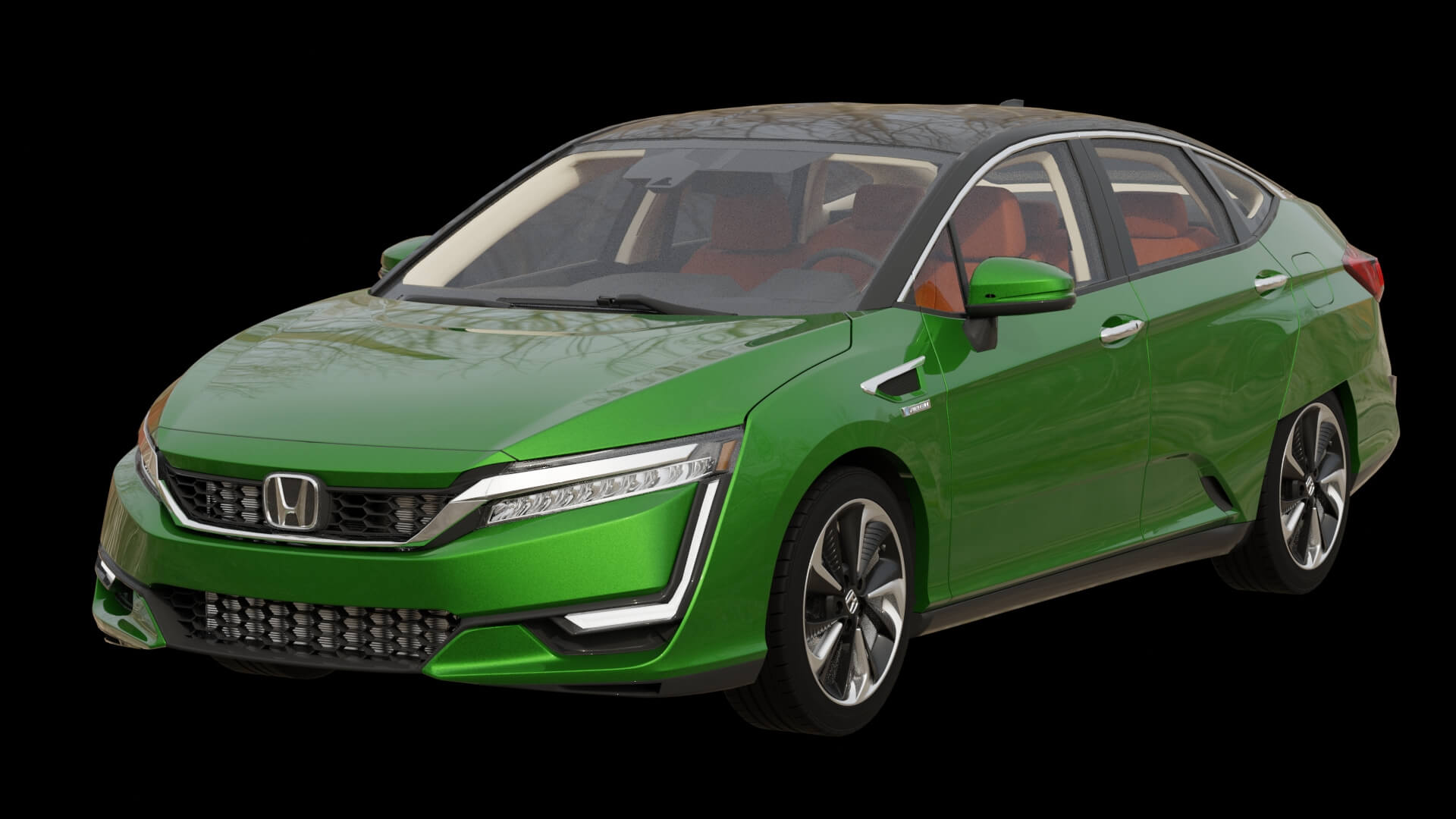 Modern Electric Sedan Rigged 3D Model