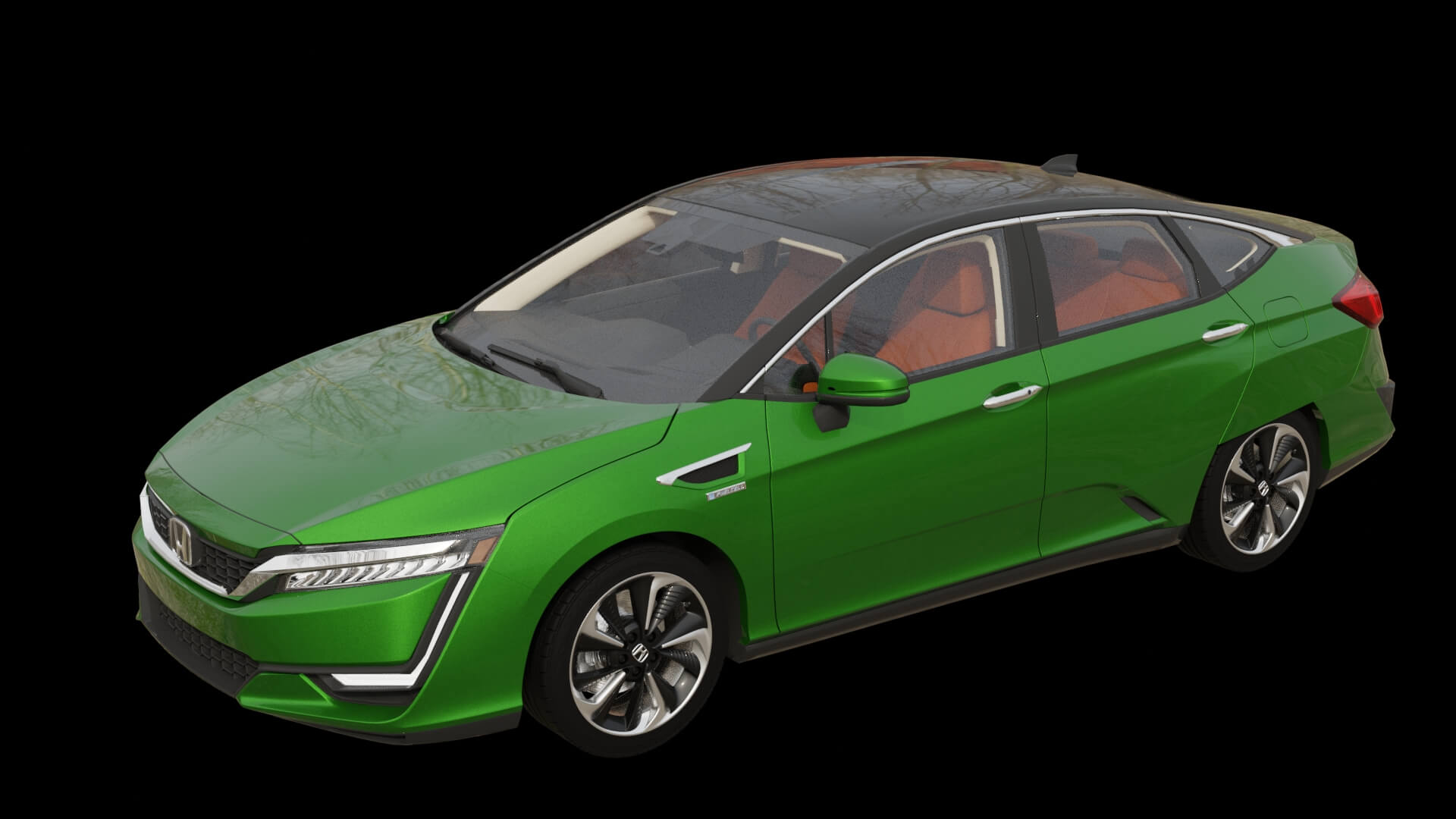 Modern Electric Sedan Rigged 3D Model