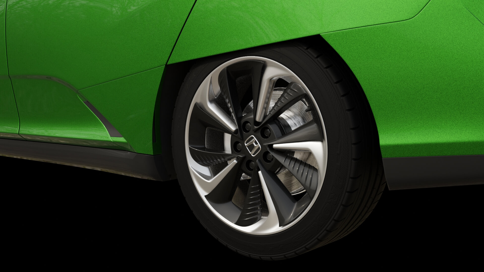 Modern Electric Sedan Rigged 3D Model