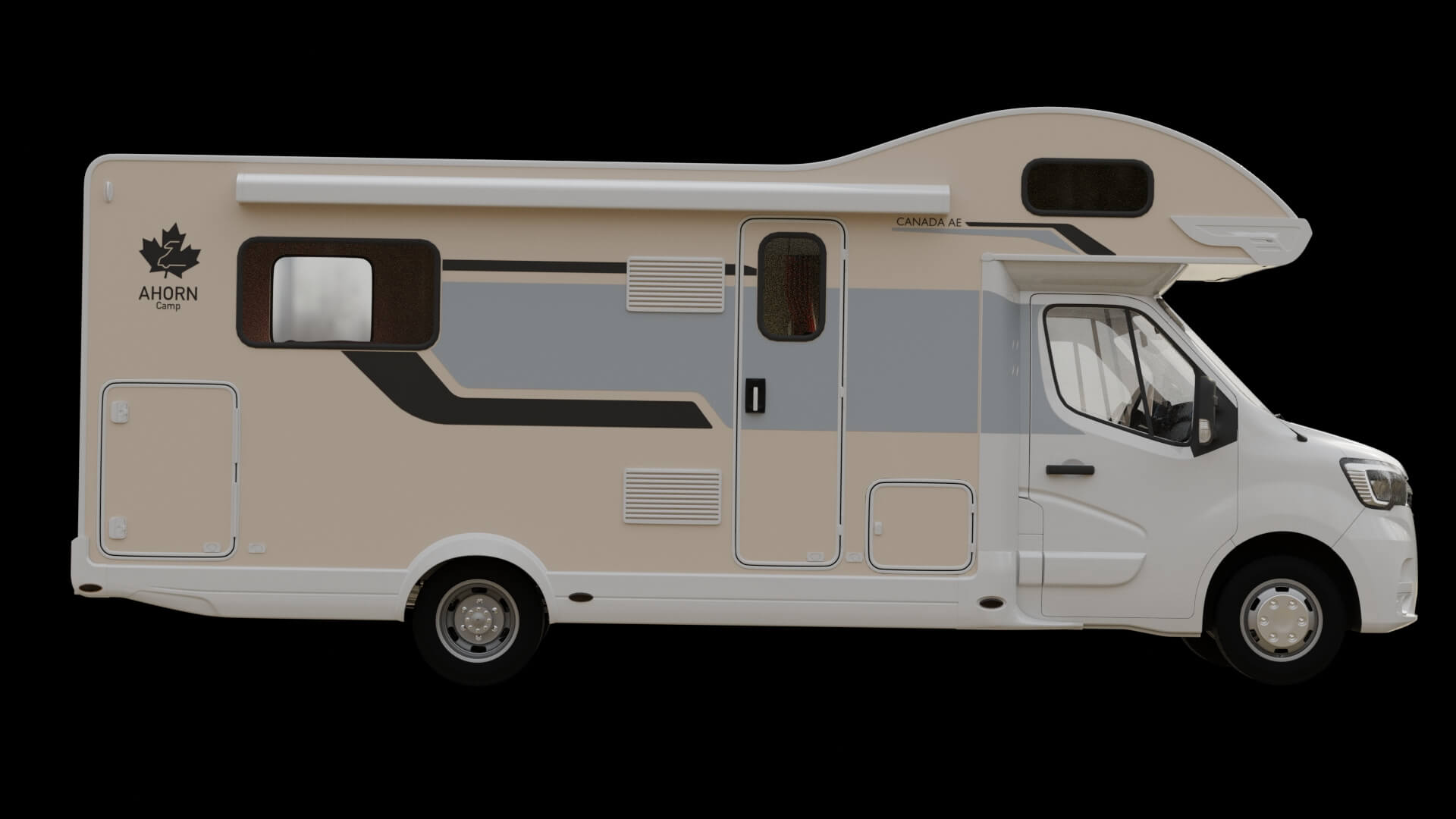 Modern Alcove Motorhome Camper Van Rigged 3D Model