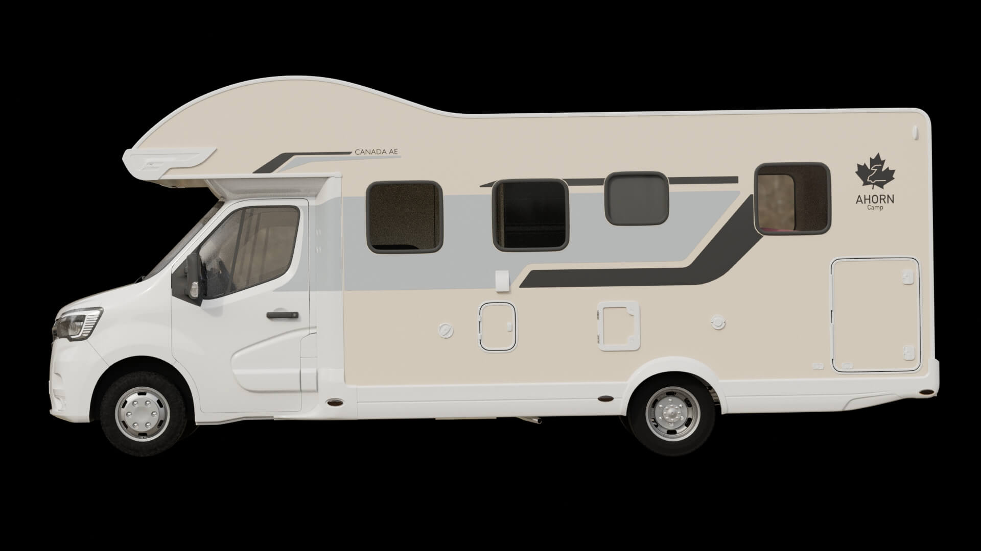 Modern Alcove Motorhome Camper Van Rigged 3D Model
