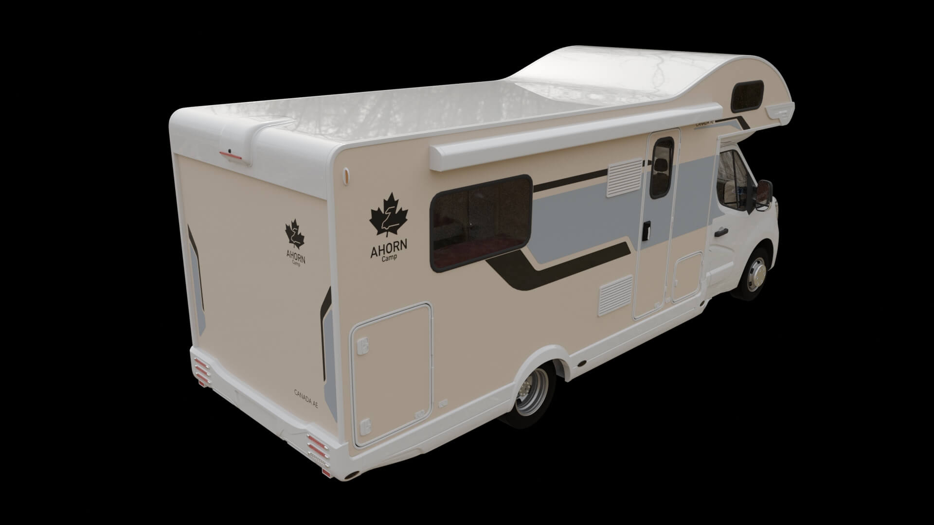 Modern Alcove Motorhome Camper Van Rigged 3D Model