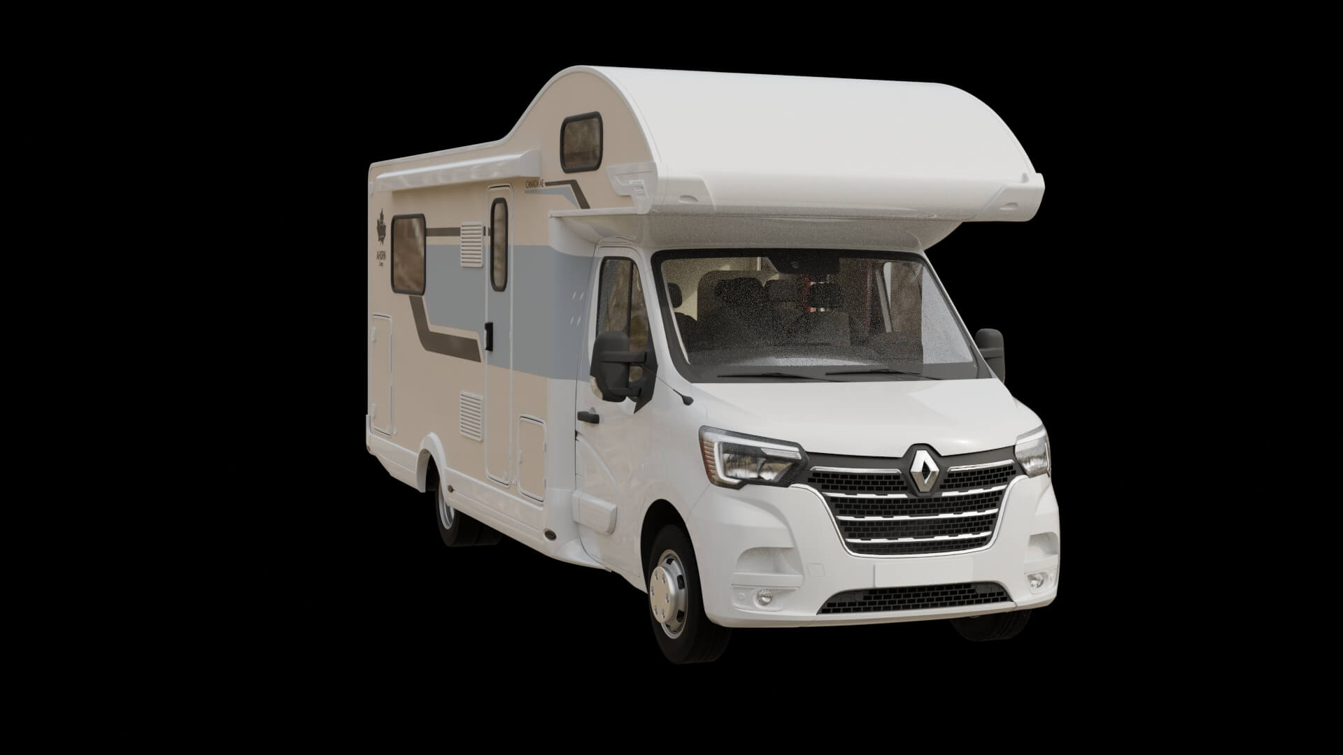 Modern Alcove Motorhome Camper Van Rigged 3D Model