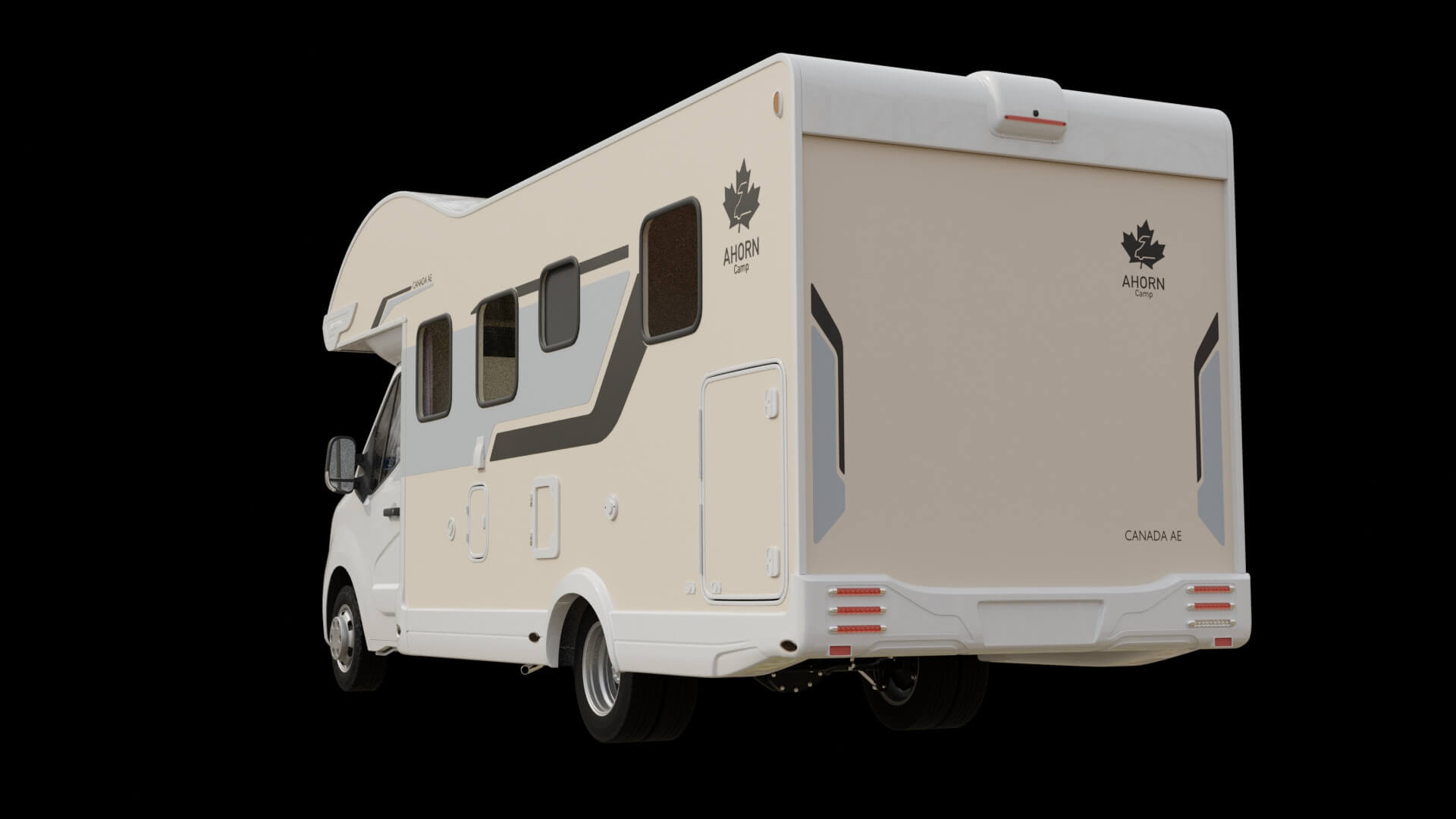 Modern Alcove Motorhome Camper Van Rigged 3D Model