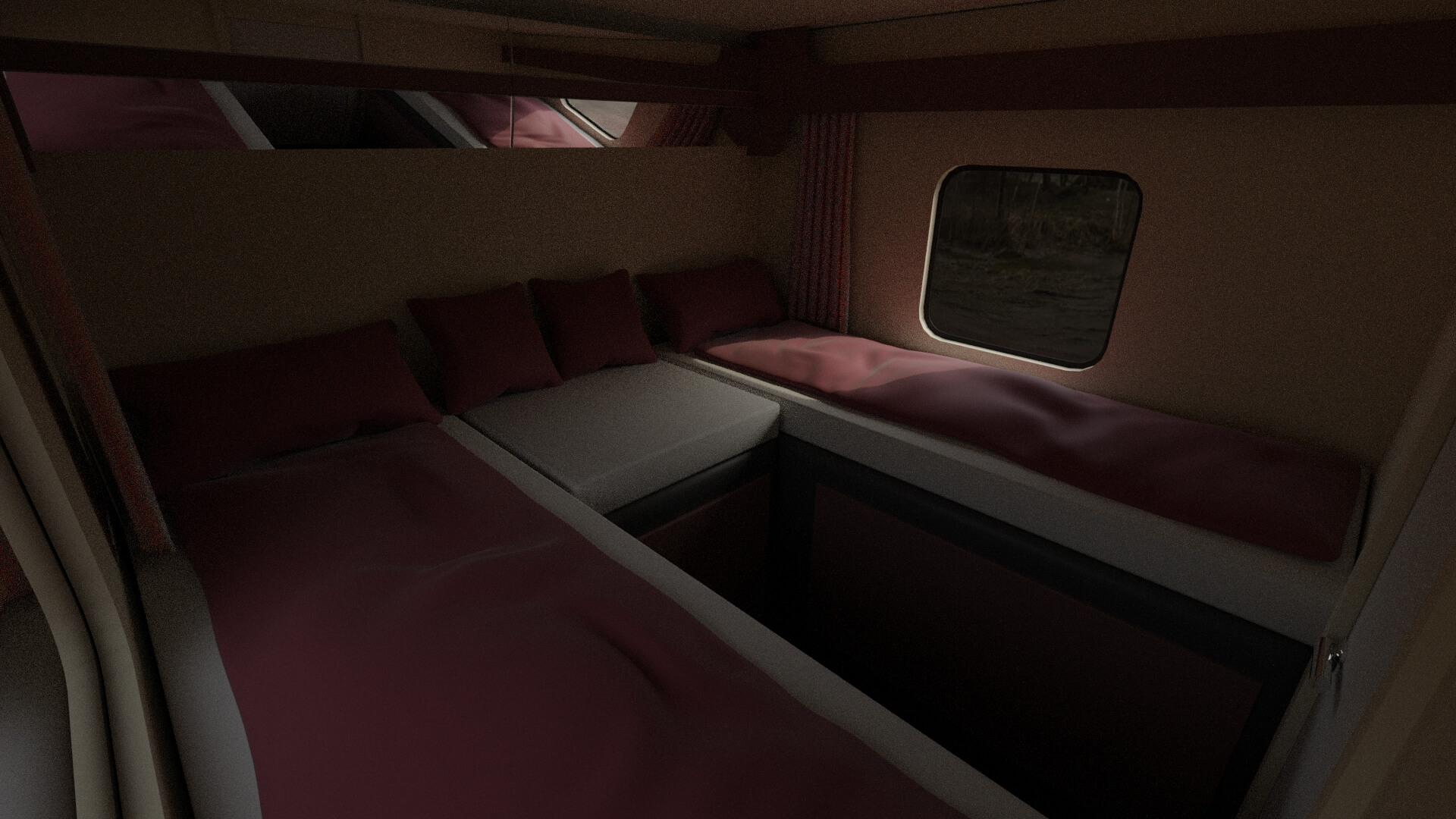Modern Alcove Motorhome Camper Van Rigged 3D Model