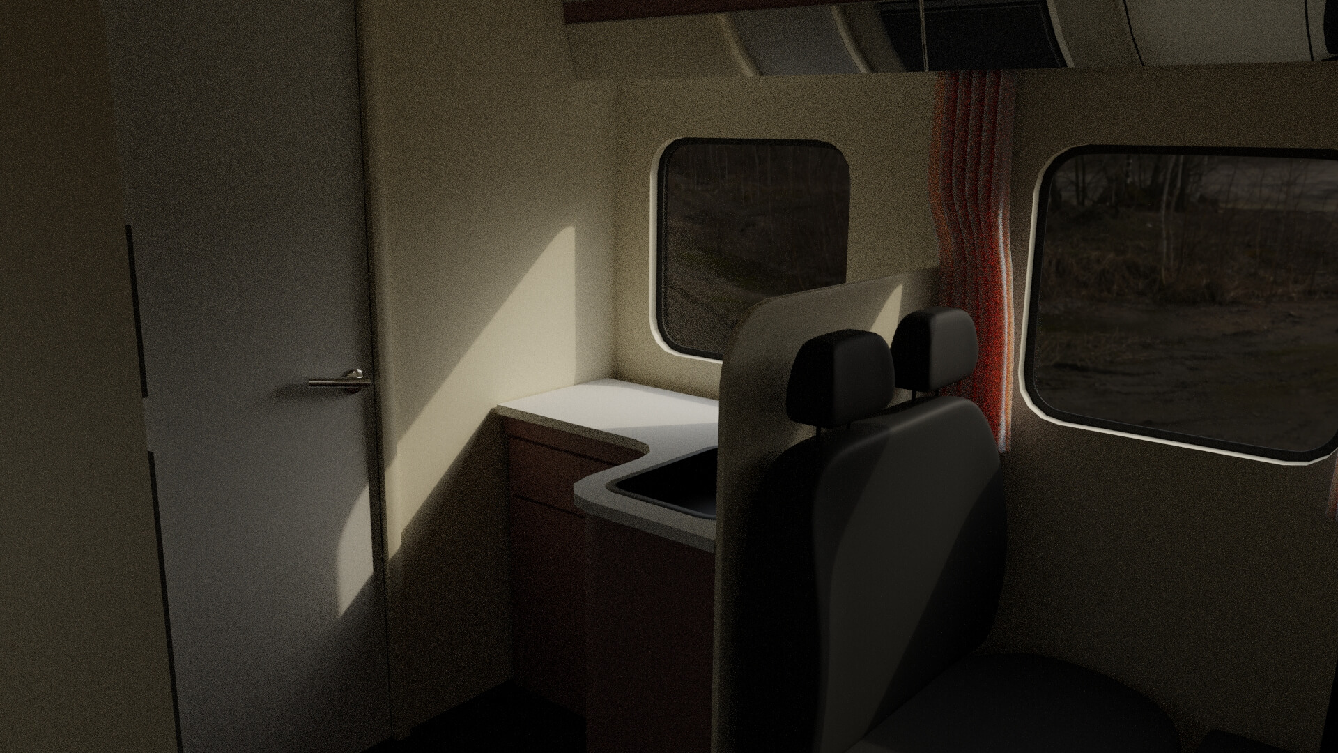 Modern Alcove Motorhome Camper Van Rigged 3D Model