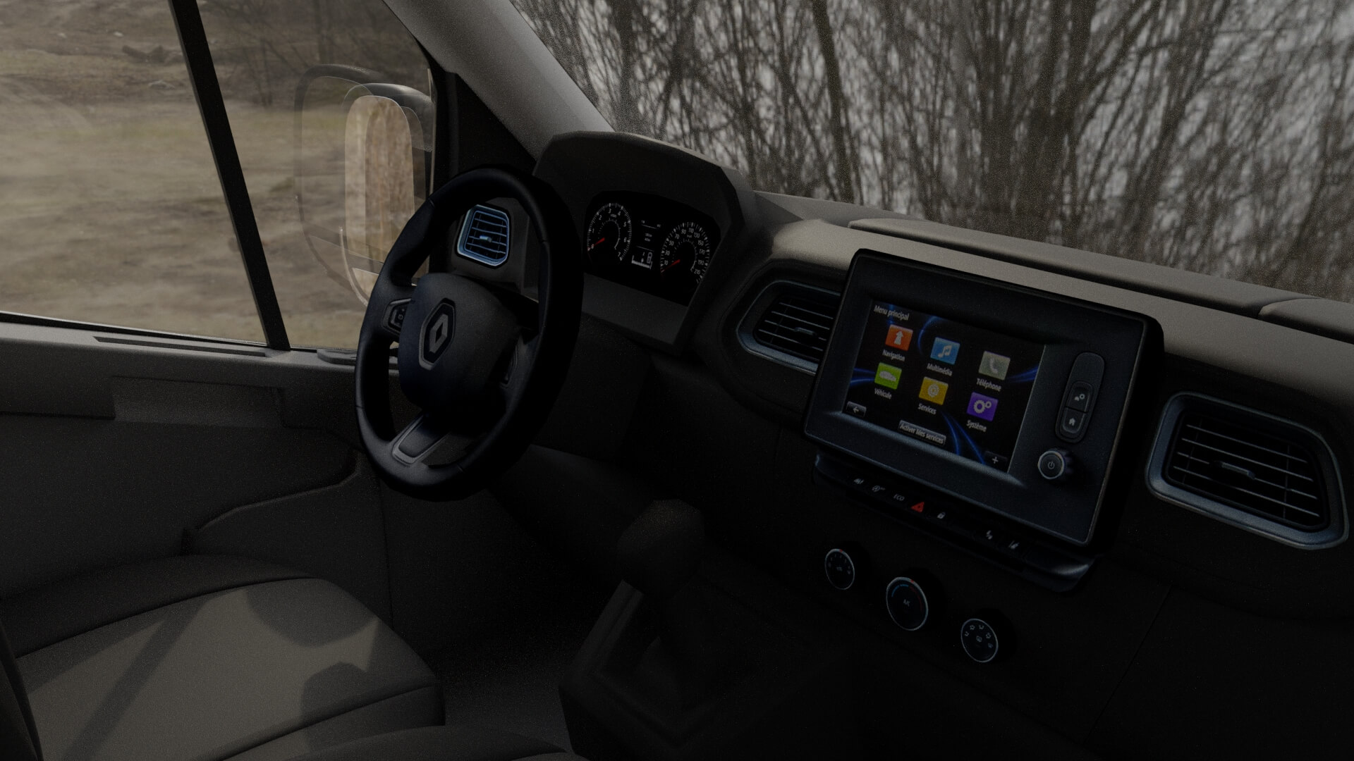 Modern Alcove Motorhome Camper Van Rigged 3D Model
