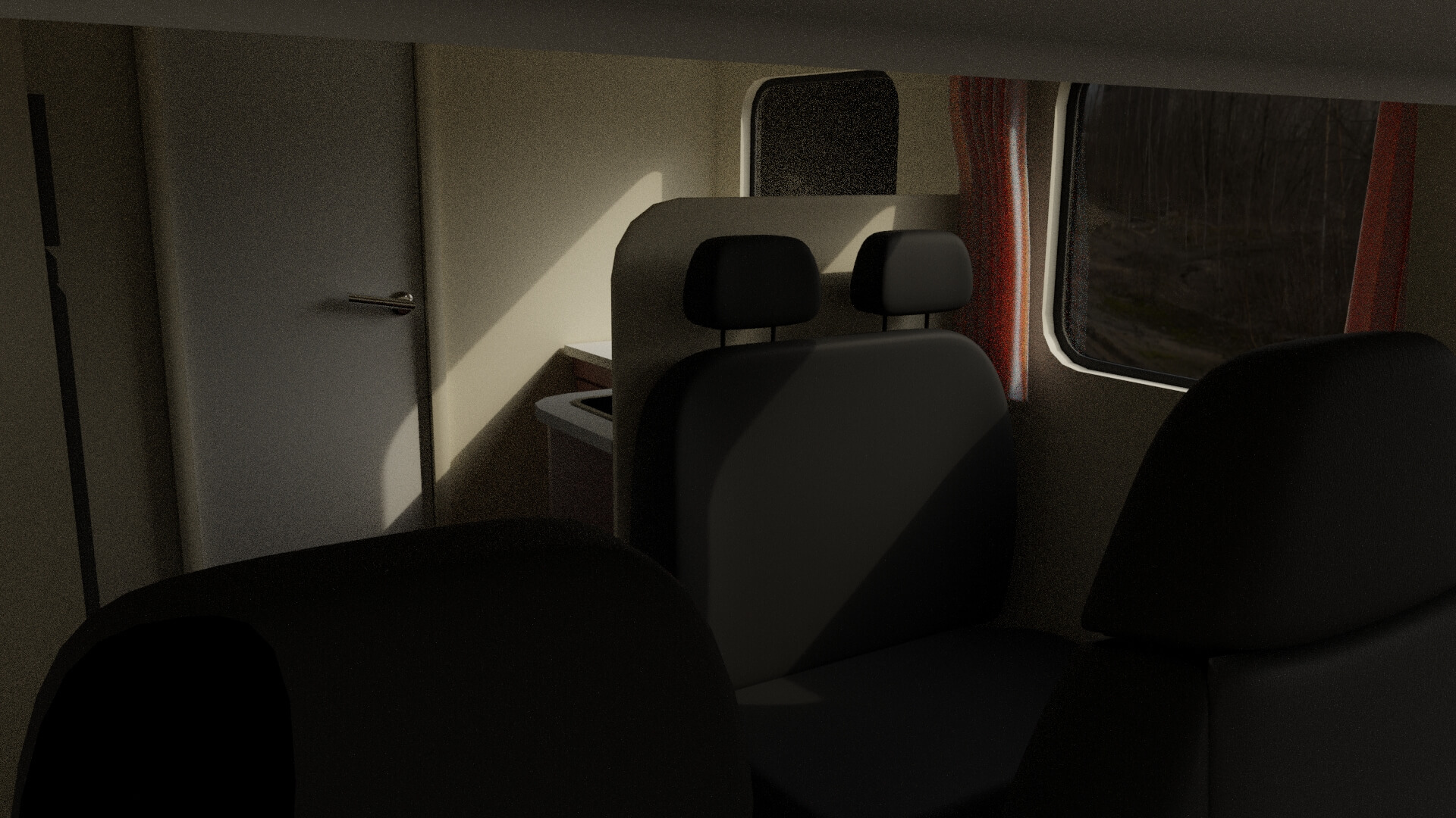 Modern Alcove Motorhome Camper Van Rigged 3D Model