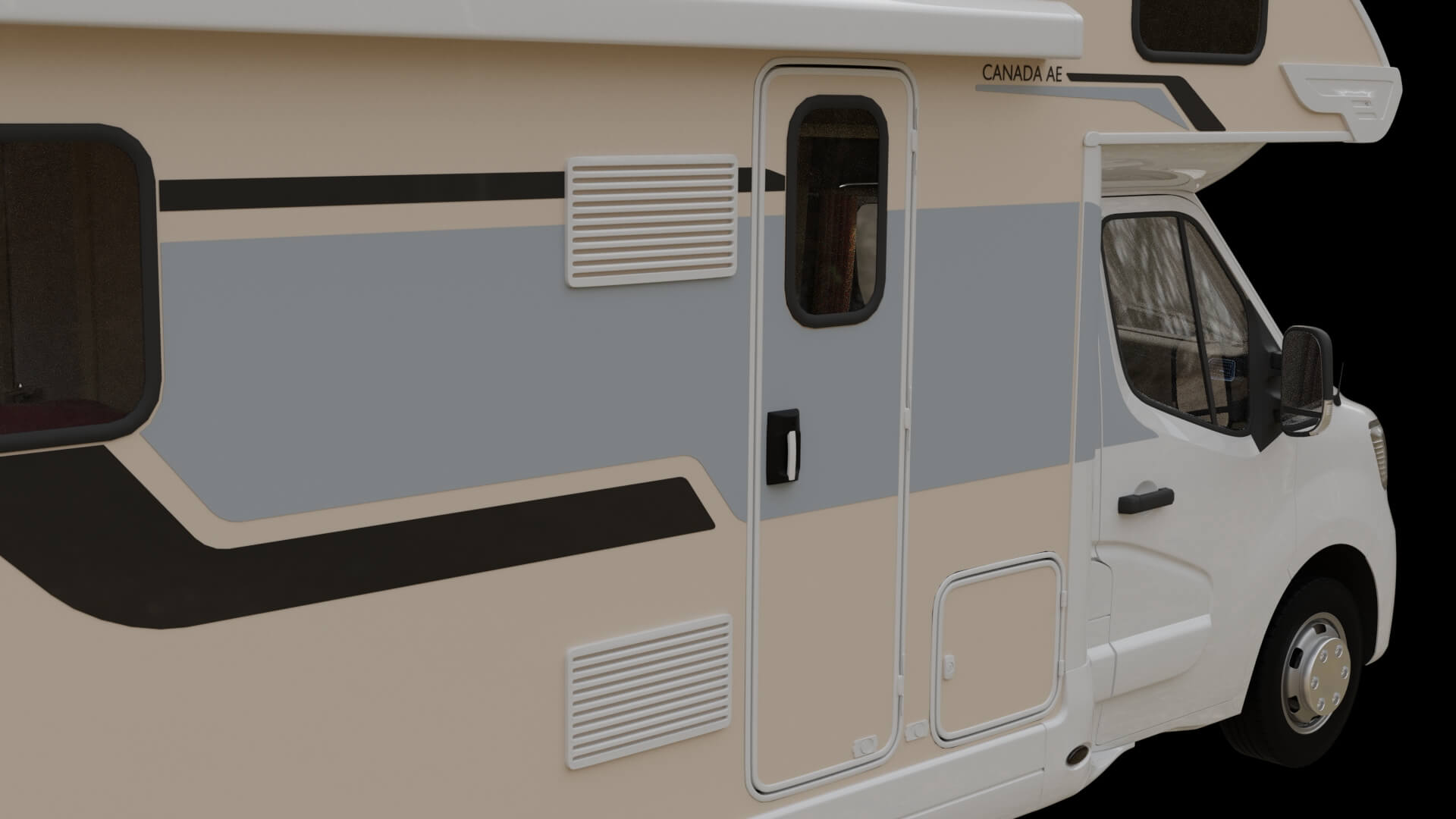 Modern Alcove Motorhome Camper Van Rigged 3D Model