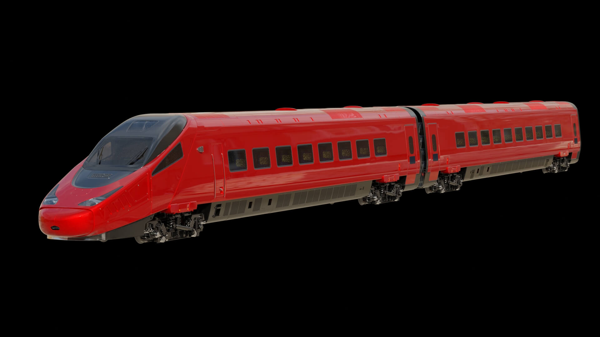 Modern High-Speed Bullet Train 3D Model