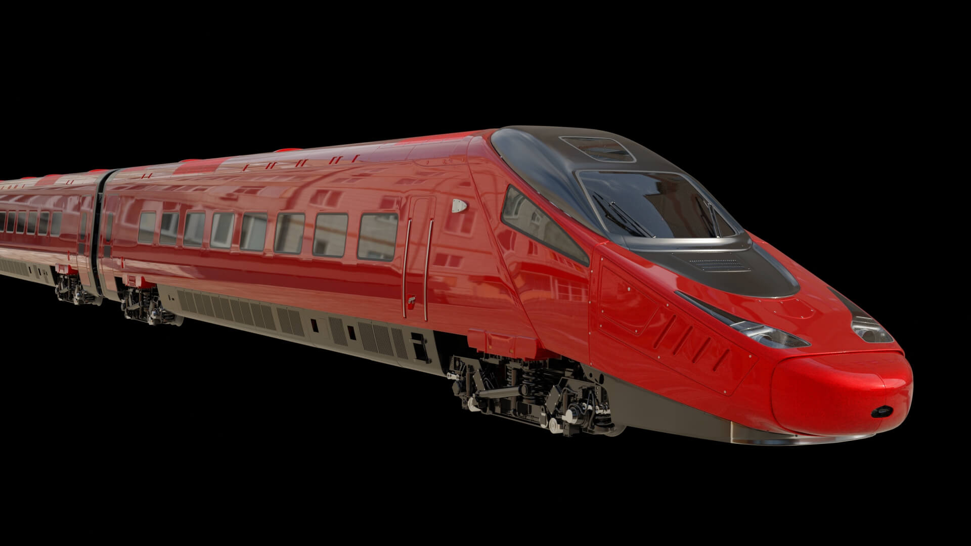 Modern High-Speed Bullet Train 3D Model