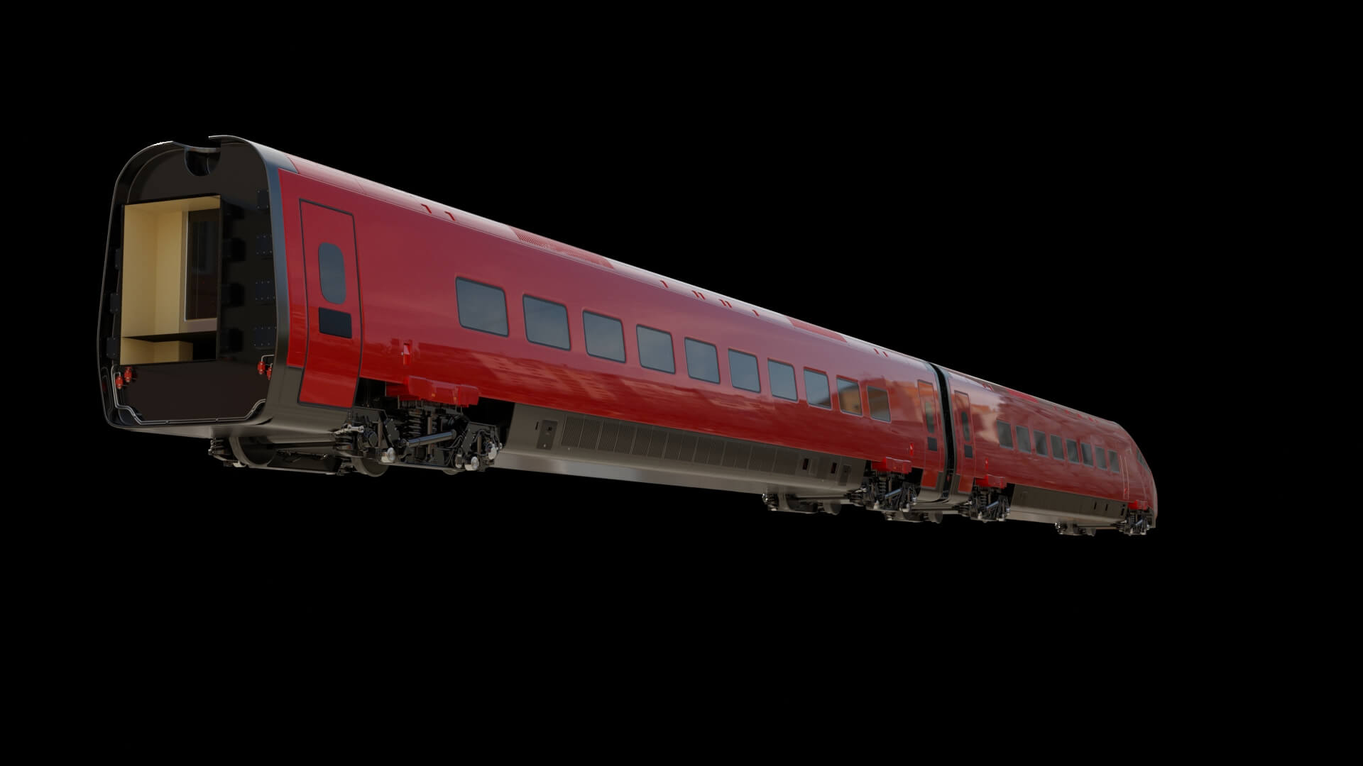 Modern High-Speed Bullet Train 3D Model