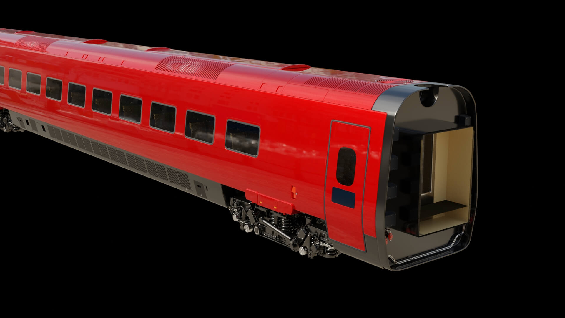 Modern High-Speed Bullet Train 3D Model