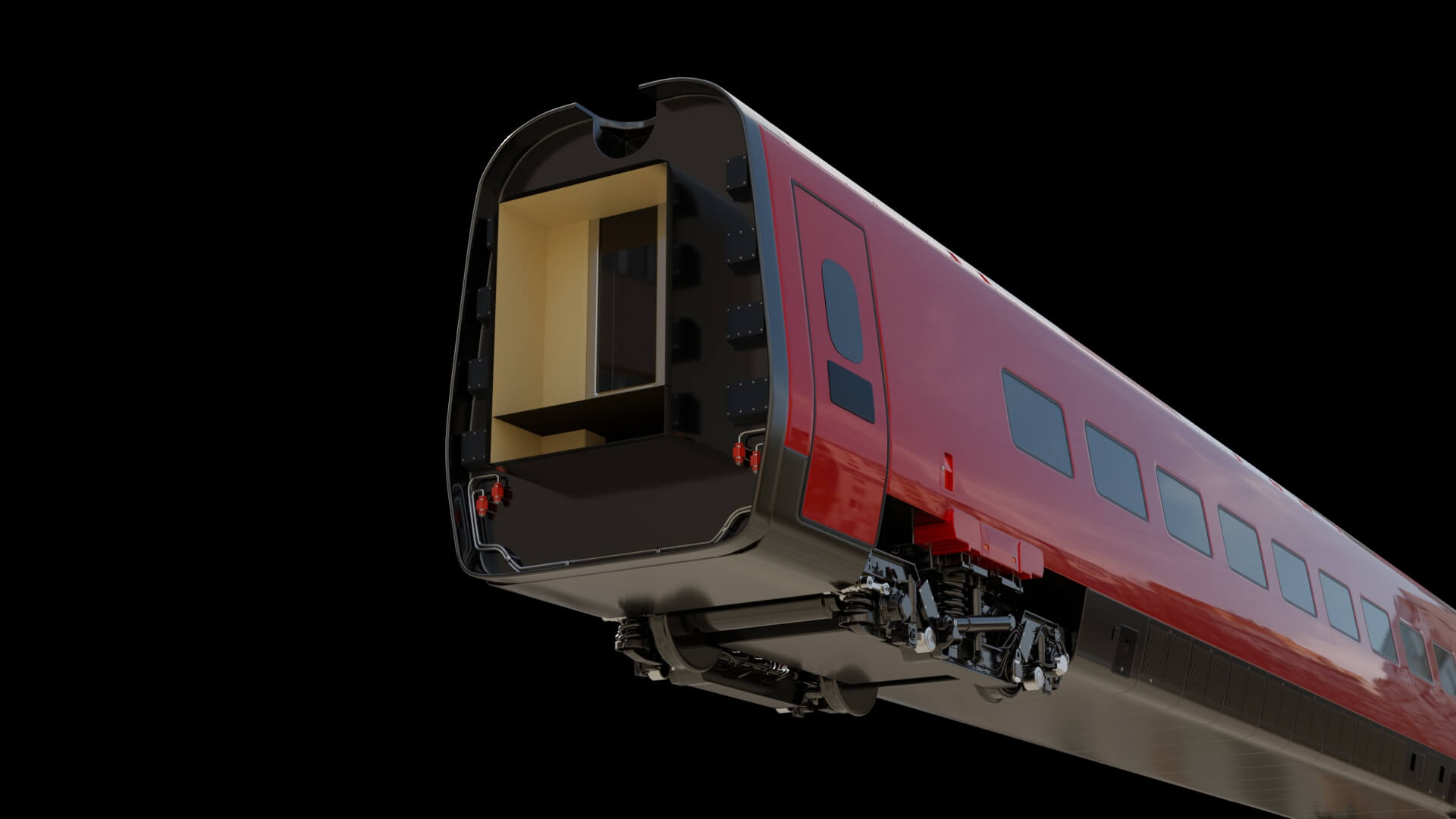 Modern High-Speed Bullet Train 3D Model