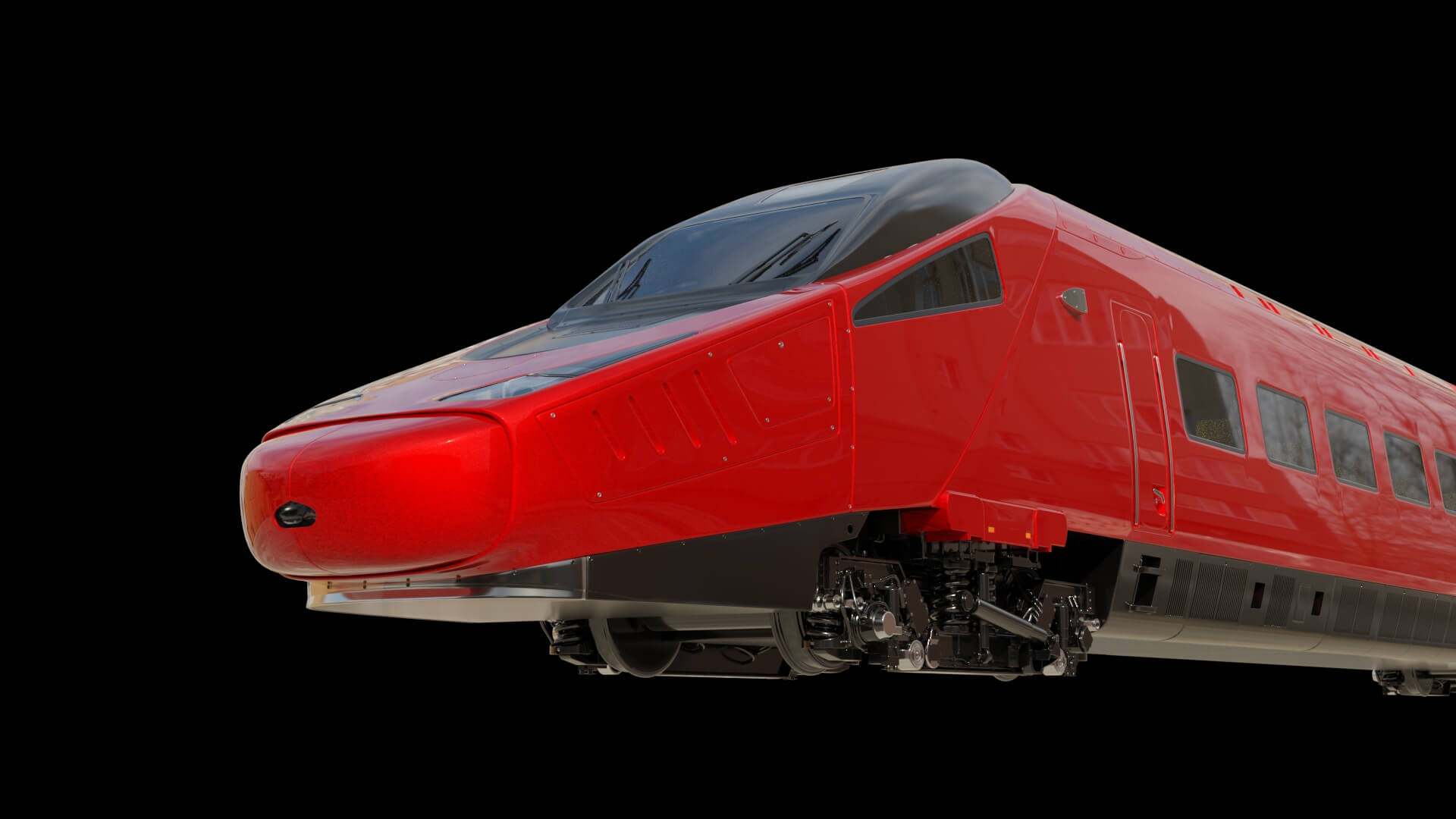 Modern High-Speed Bullet Train 3D Model