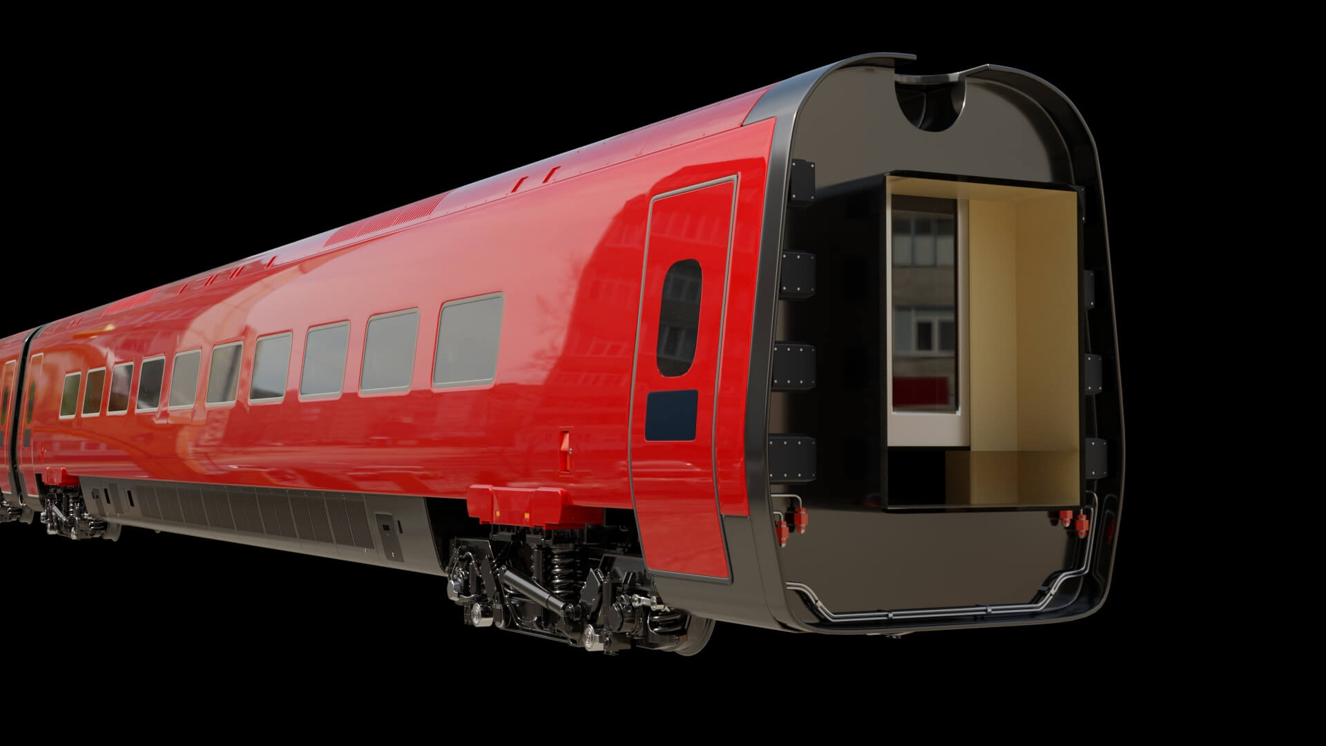 Modern High-Speed Bullet Train 3D Model