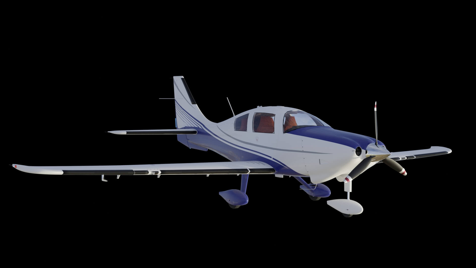 Low Wing Light Aircraft 3D Model