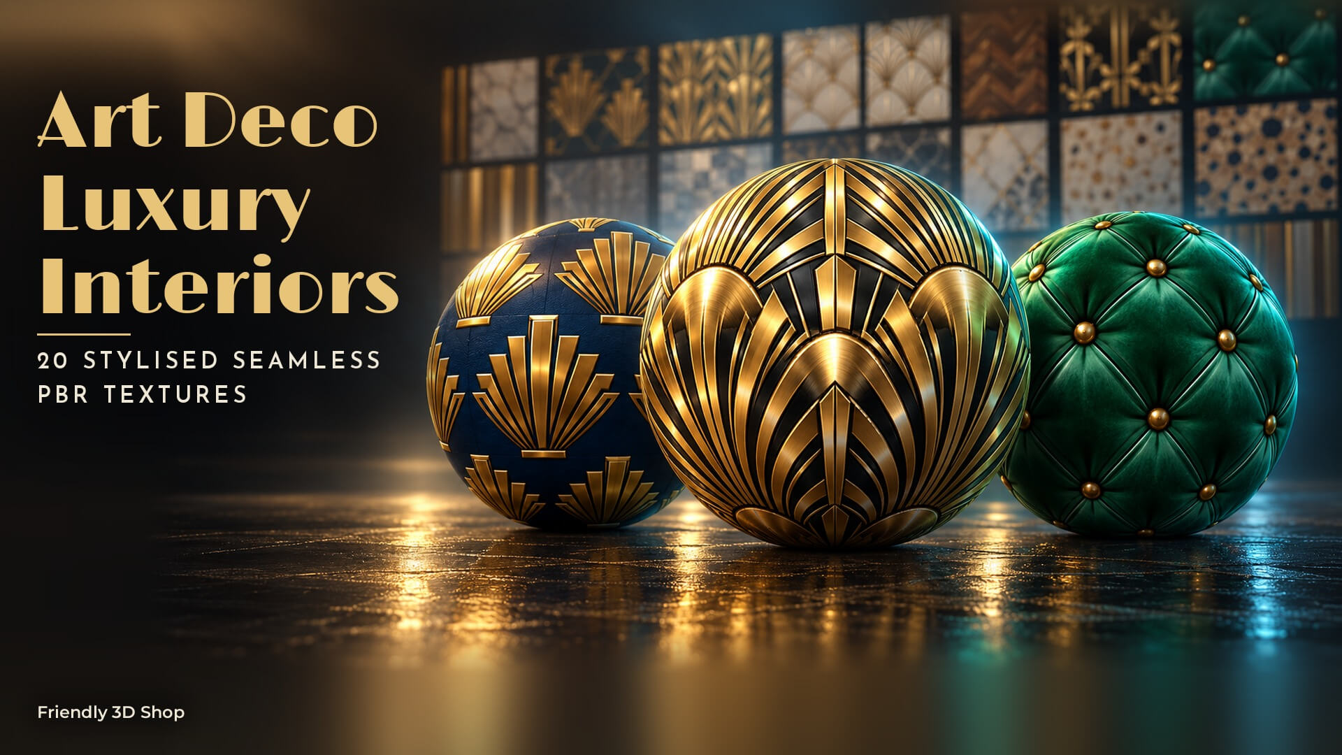 Art Deco Luxury Interiors - 20 Stylised PBR Textures 3D Texture
