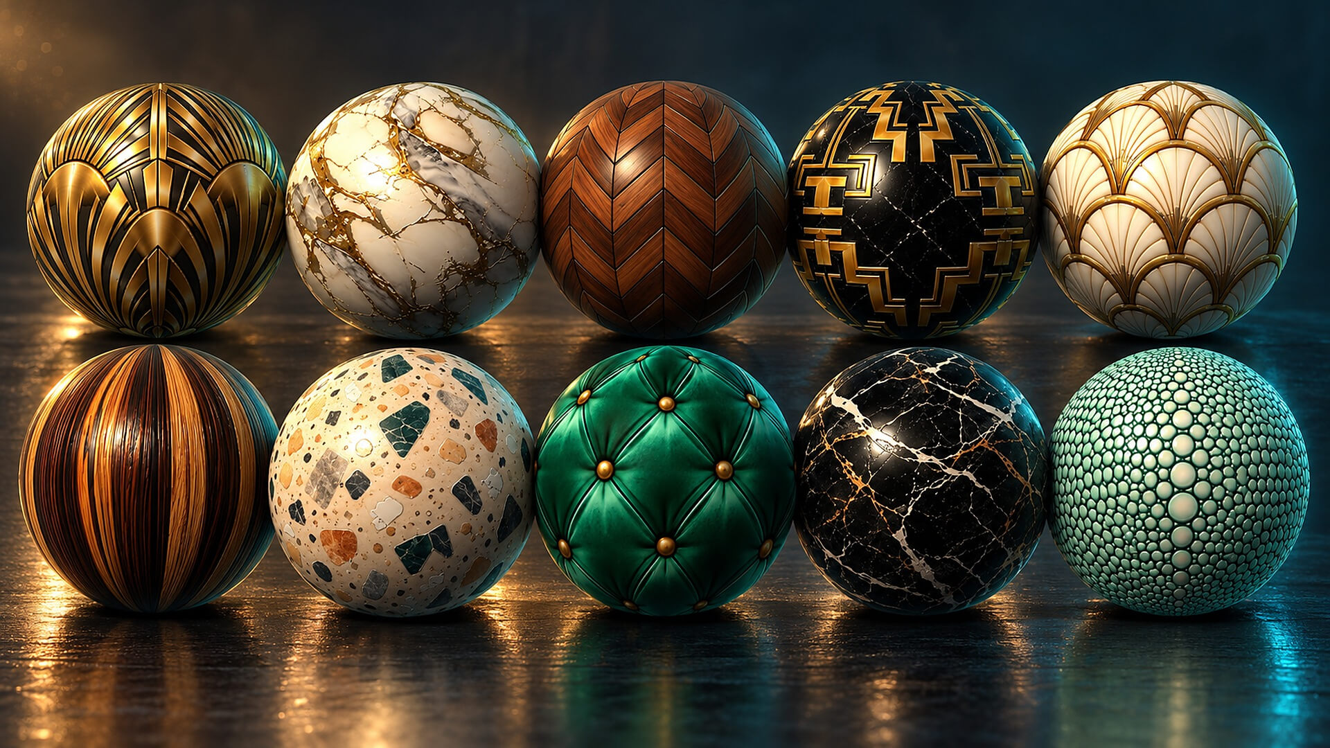 Art Deco Luxury Interiors - 20 Stylised PBR Textures 3D Texture