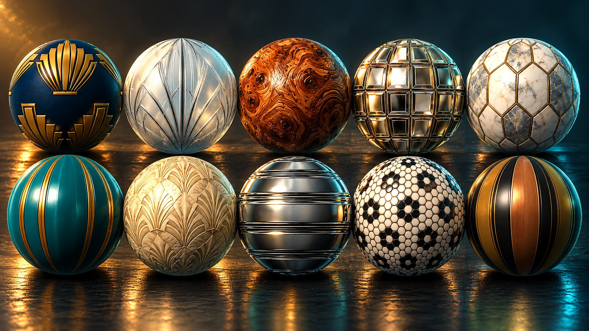Art Deco Luxury Interiors - 20 Stylised PBR Textures 3D Texture