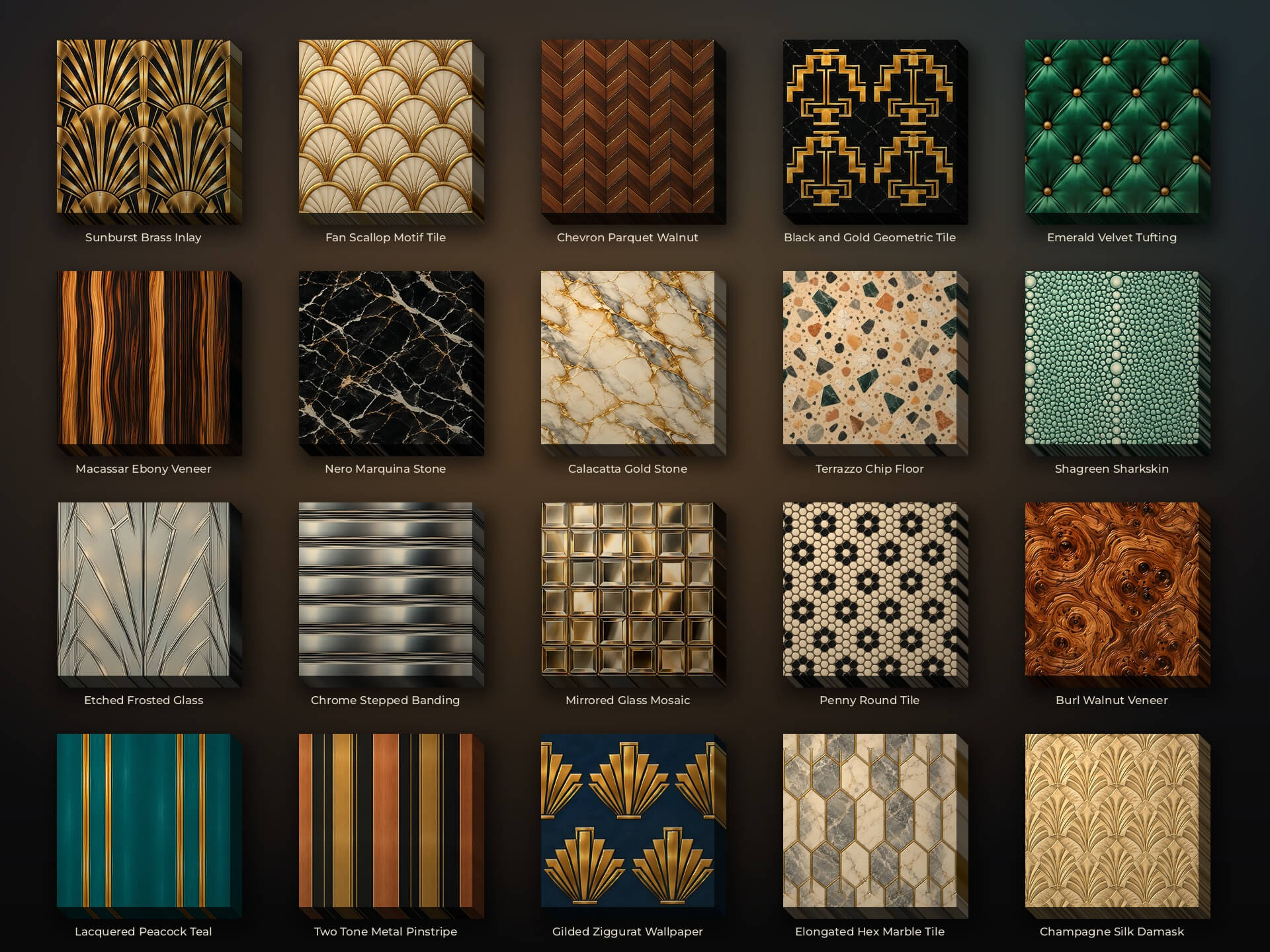 Art Deco Luxury Interiors - 20 Stylised PBR Textures 3D Texture