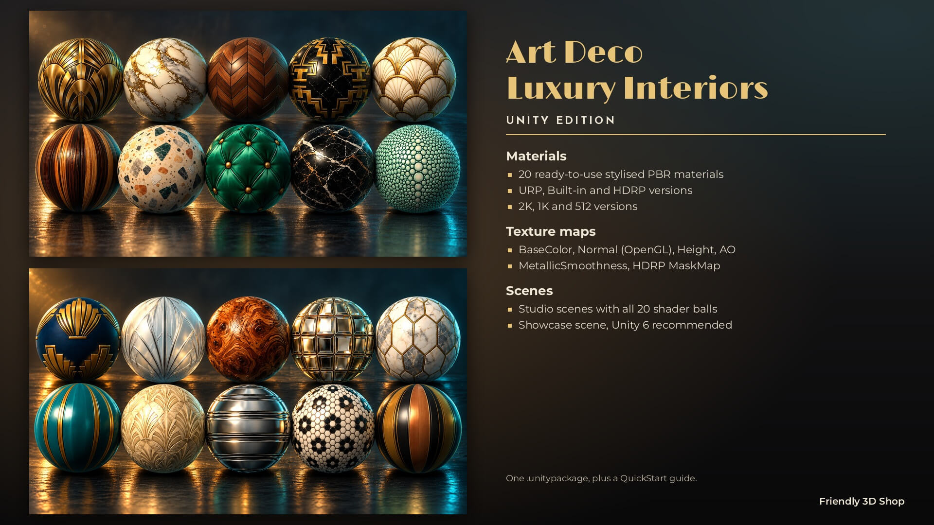 Art Deco Luxury Interiors - 20 Stylised PBR Textures 3D Texture