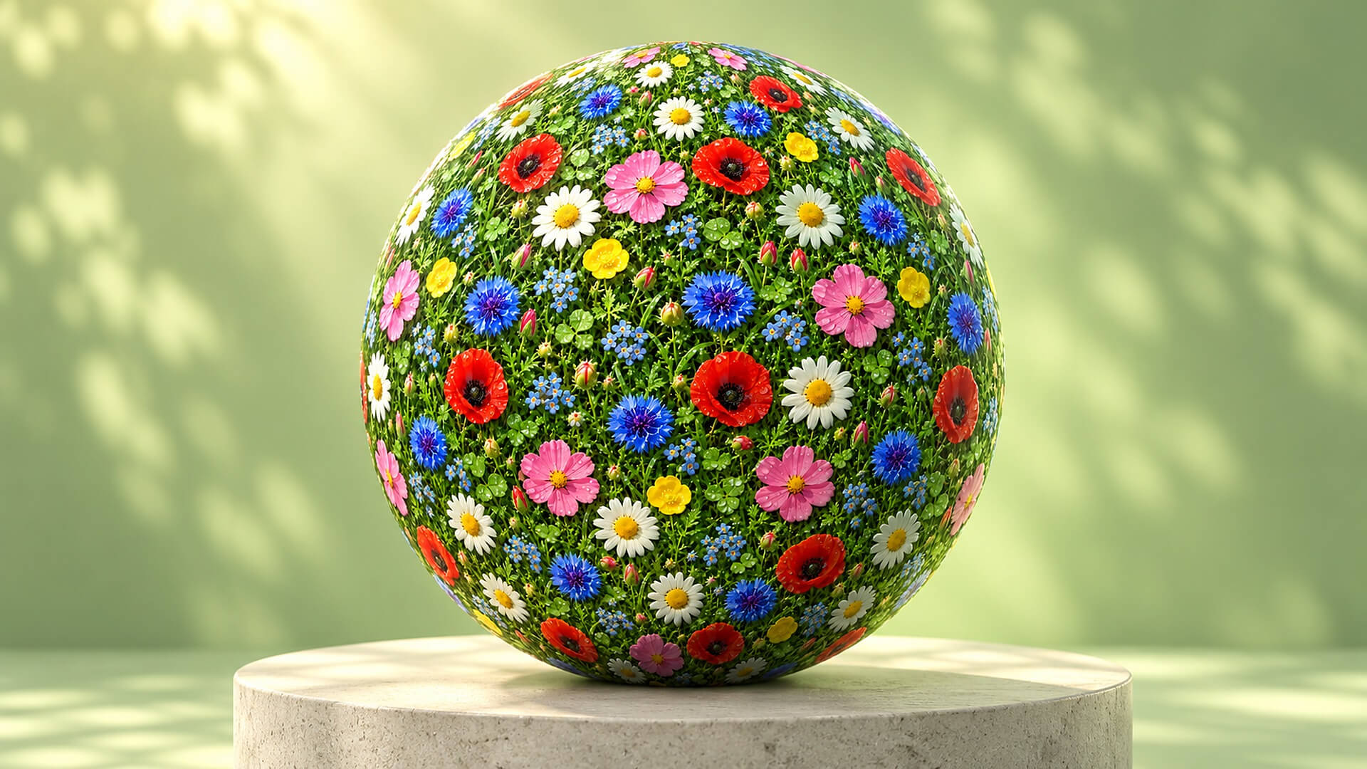 Dewy Daisy Garden - Free Stylised PBR Material 3D Texture