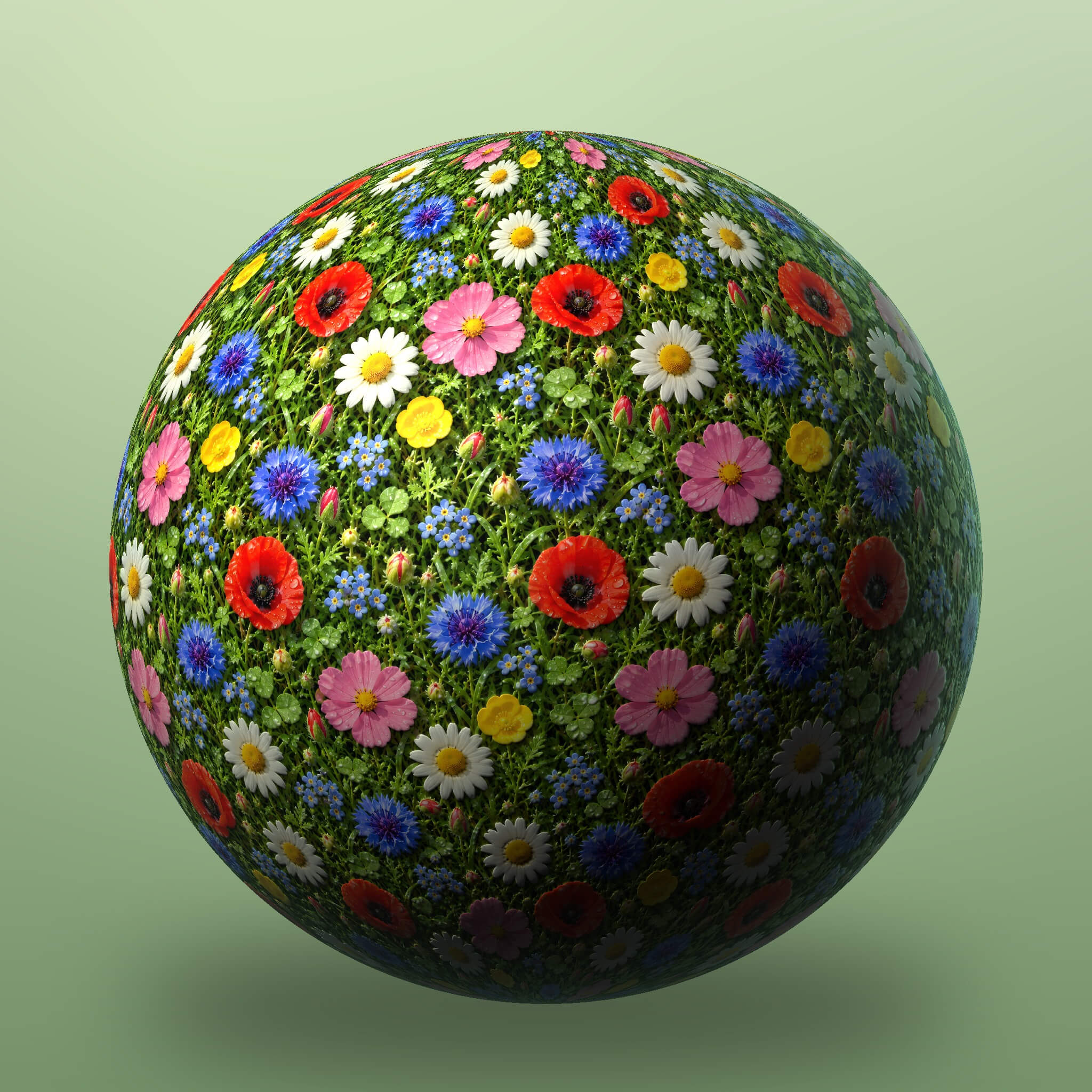 Dewy Daisy Garden - Free Stylised PBR Material 3D Texture
