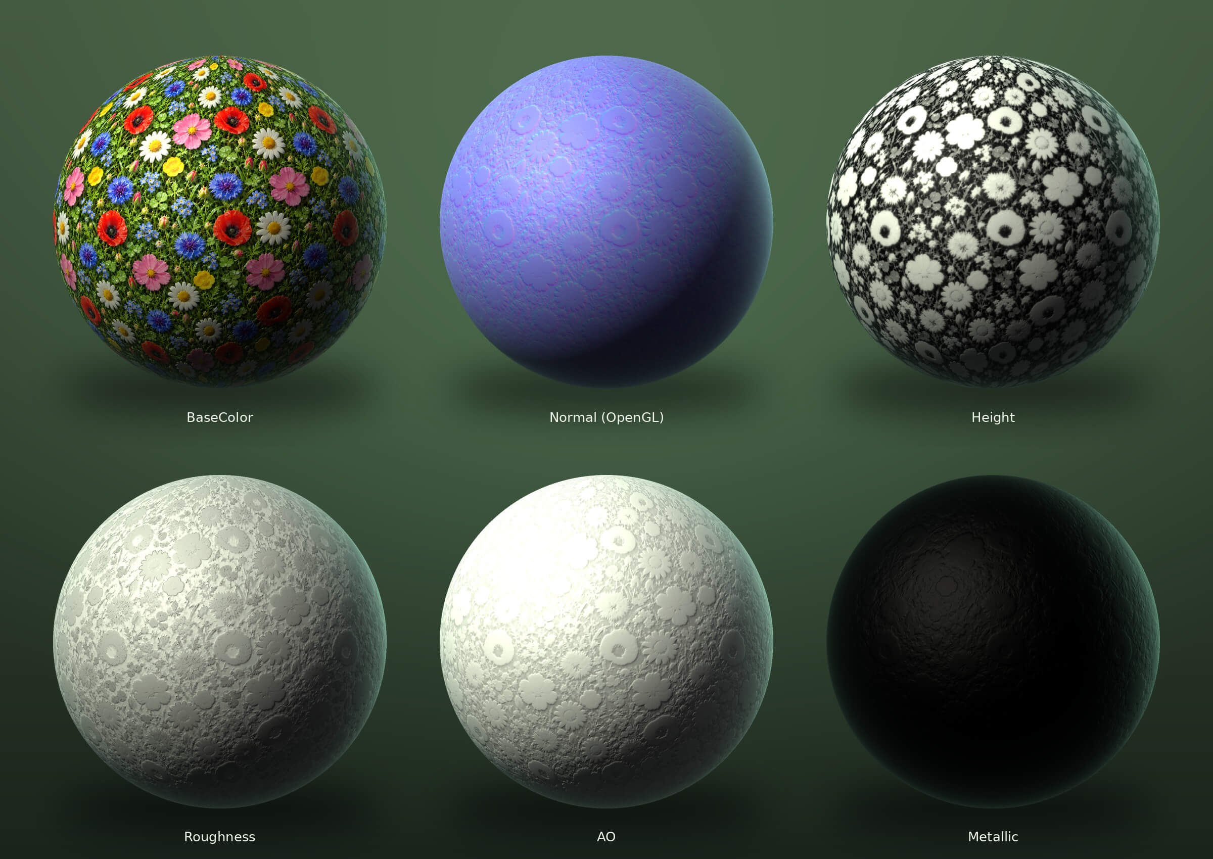 Dewy Daisy Garden - Free Stylised PBR Material 3D Texture
