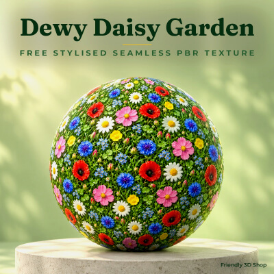 Dewy Daisy Garden - Free Stylised PBR Material