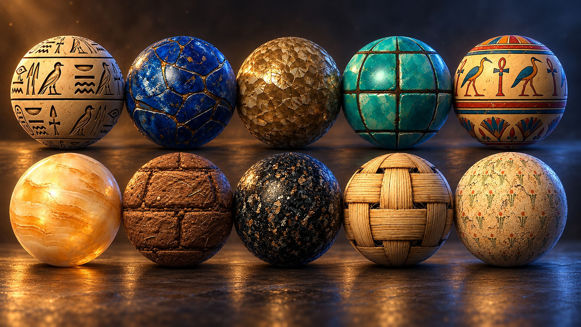 Egyptian Tomb Surfaces - 10 Stylised PBR Textures 3D Texture
