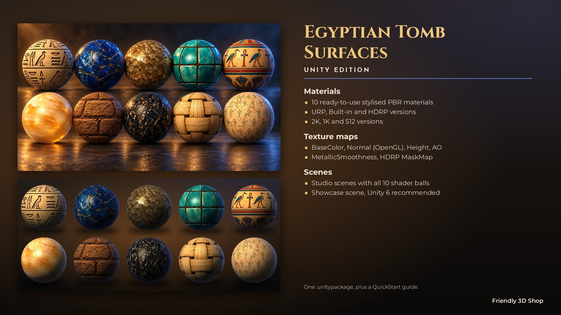 Egyptian Tomb Surfaces - 10 Stylised PBR Textures 3D Texture