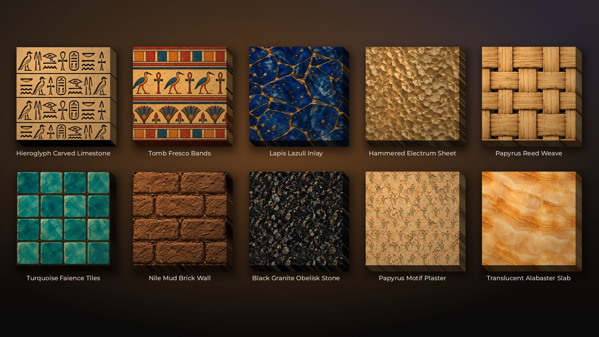 Egyptian Tomb Surfaces - 10 Stylised PBR Textures 3D Texture