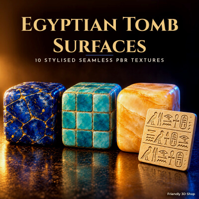Egyptian Tomb Surfaces - 10 Stylised PBR Textures