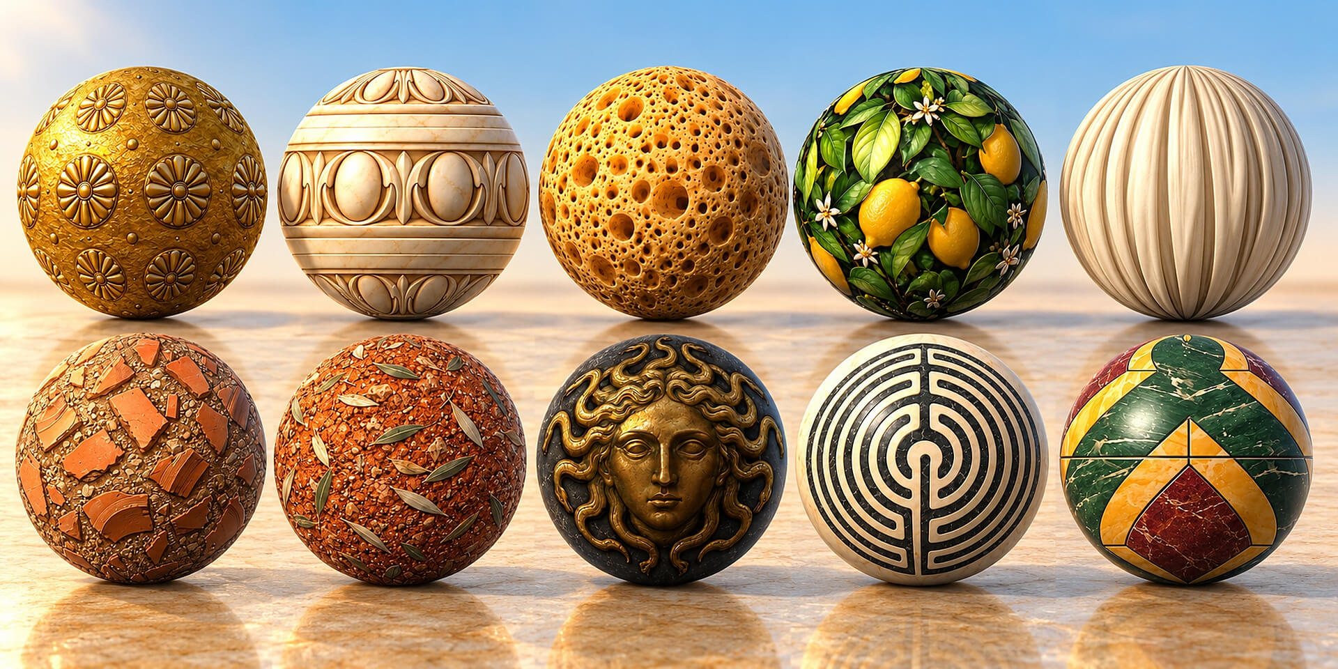 Greek Temple - 30 Stylised PBR Textures 3D Texture