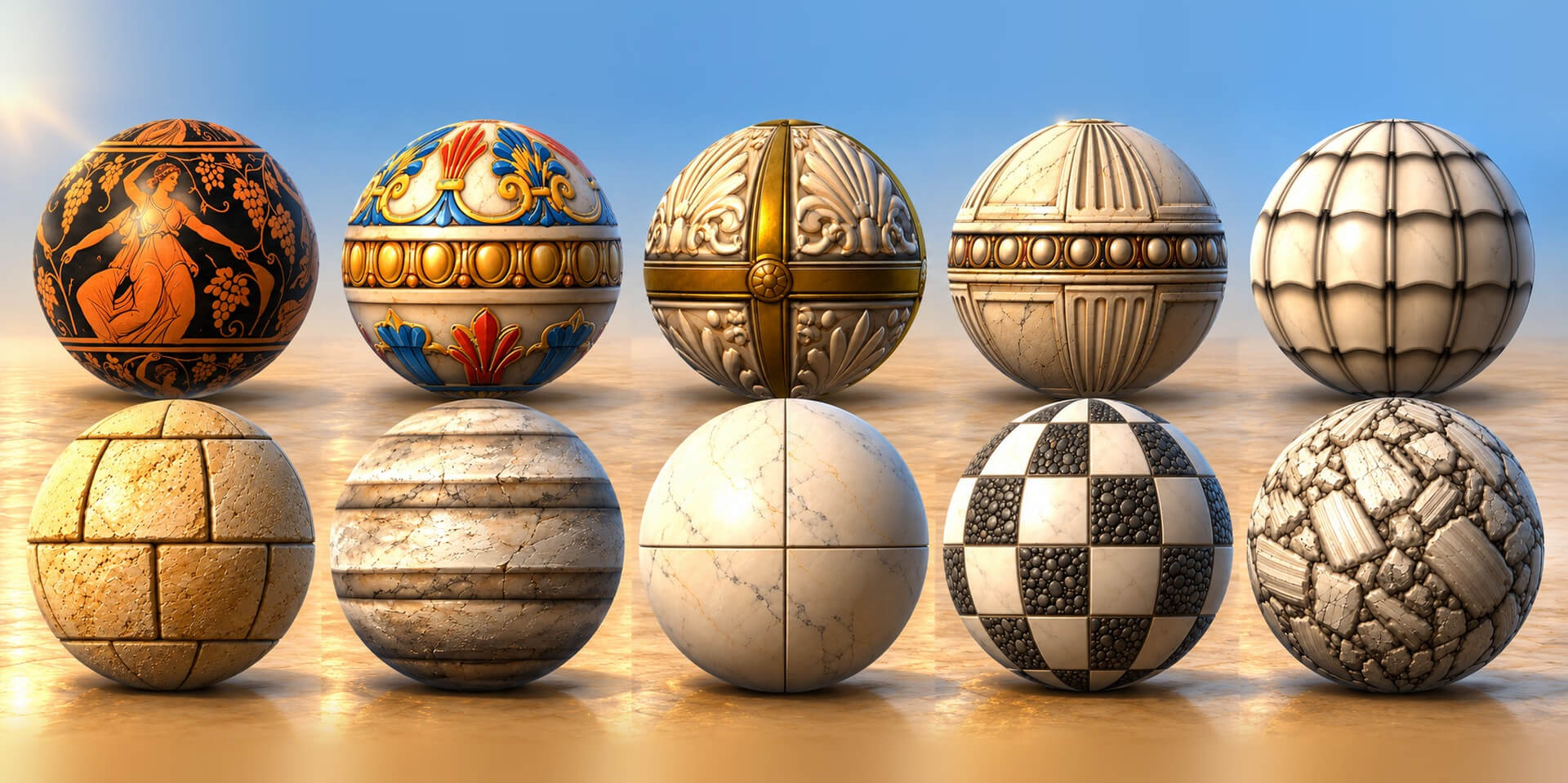 Greek Temple - 30 Stylised PBR Textures 3D Texture