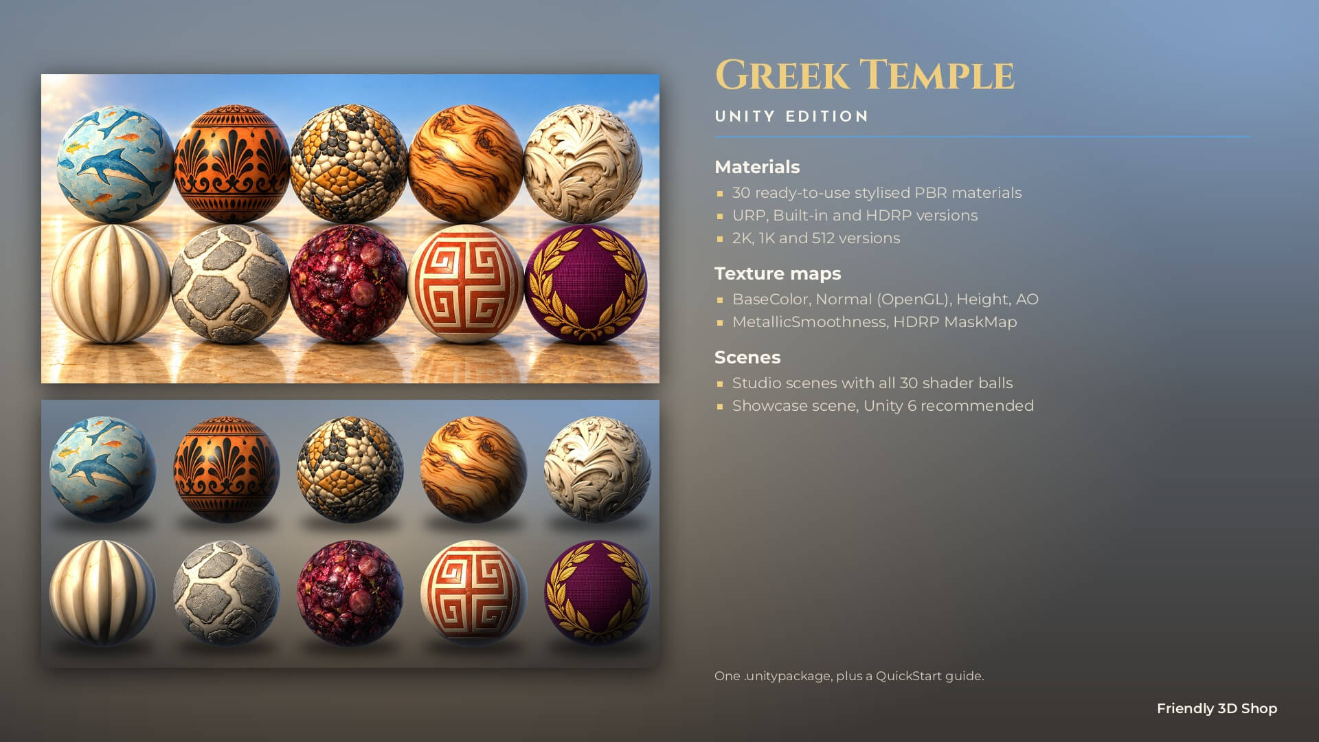 Greek Temple - 30 Stylised PBR Textures 3D Texture