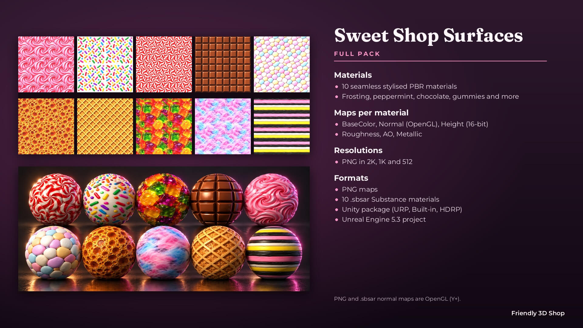 Sweet Shop Surfaces Texture Pack - 10 Stylised PBR 3D Texture