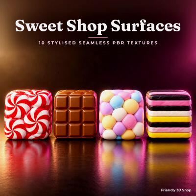 Sweet Shop Surfaces Texture Pack - 10 Stylised PBR