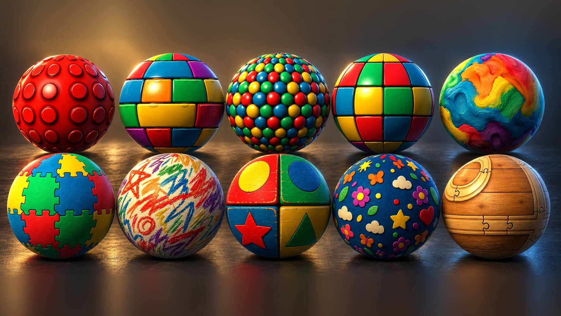 Toy Box Bricks and Plastic - 30 Stylised PBR Textures 3D Texture