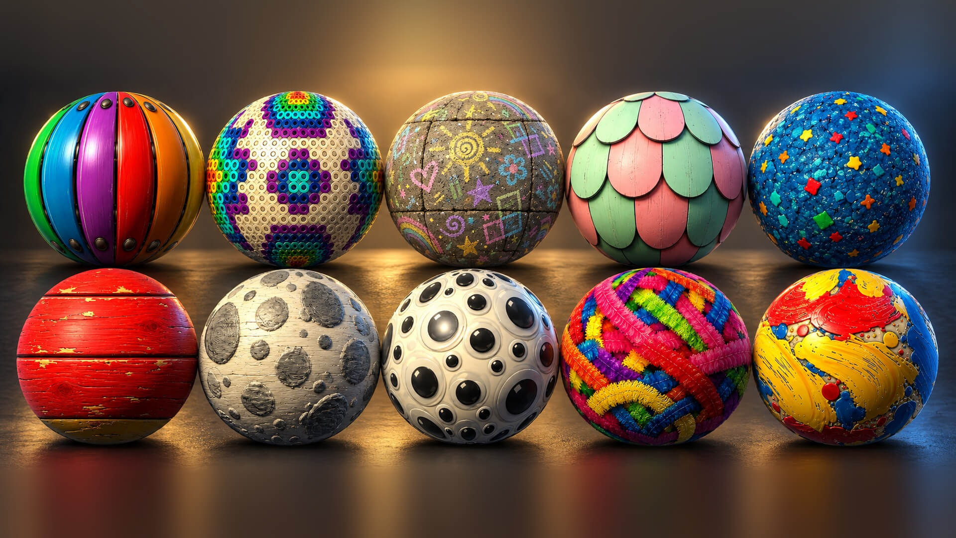 Toy Box Bricks and Plastic - 30 Stylised PBR Textures 3D Texture