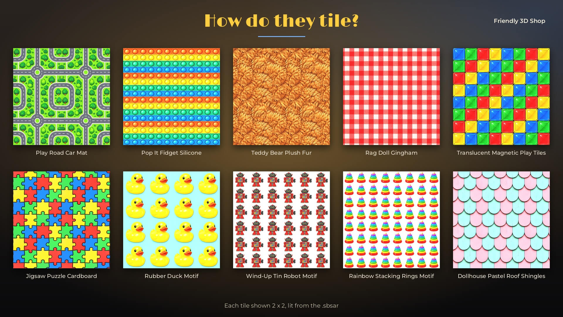 Toy Box Bricks and Plastic - 30 Stylised PBR Textures 3D Texture