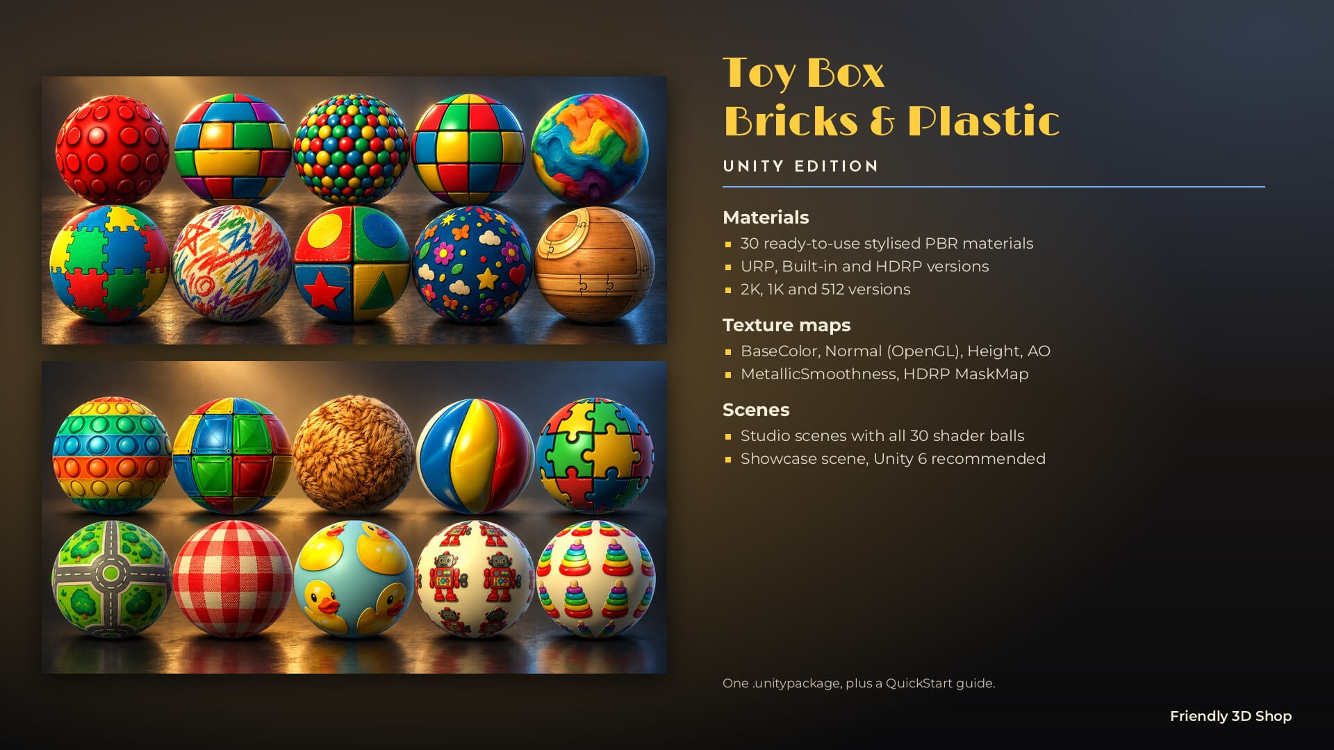 Toy Box Bricks and Plastic - 30 Stylised PBR Textures 3D Texture