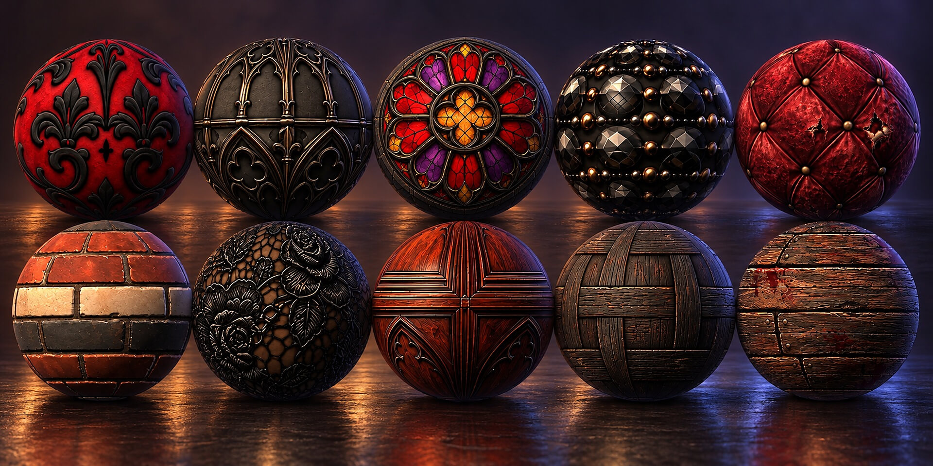 Victorian Gothic Manor - 20 Stylised PBR Textures 3D Texture