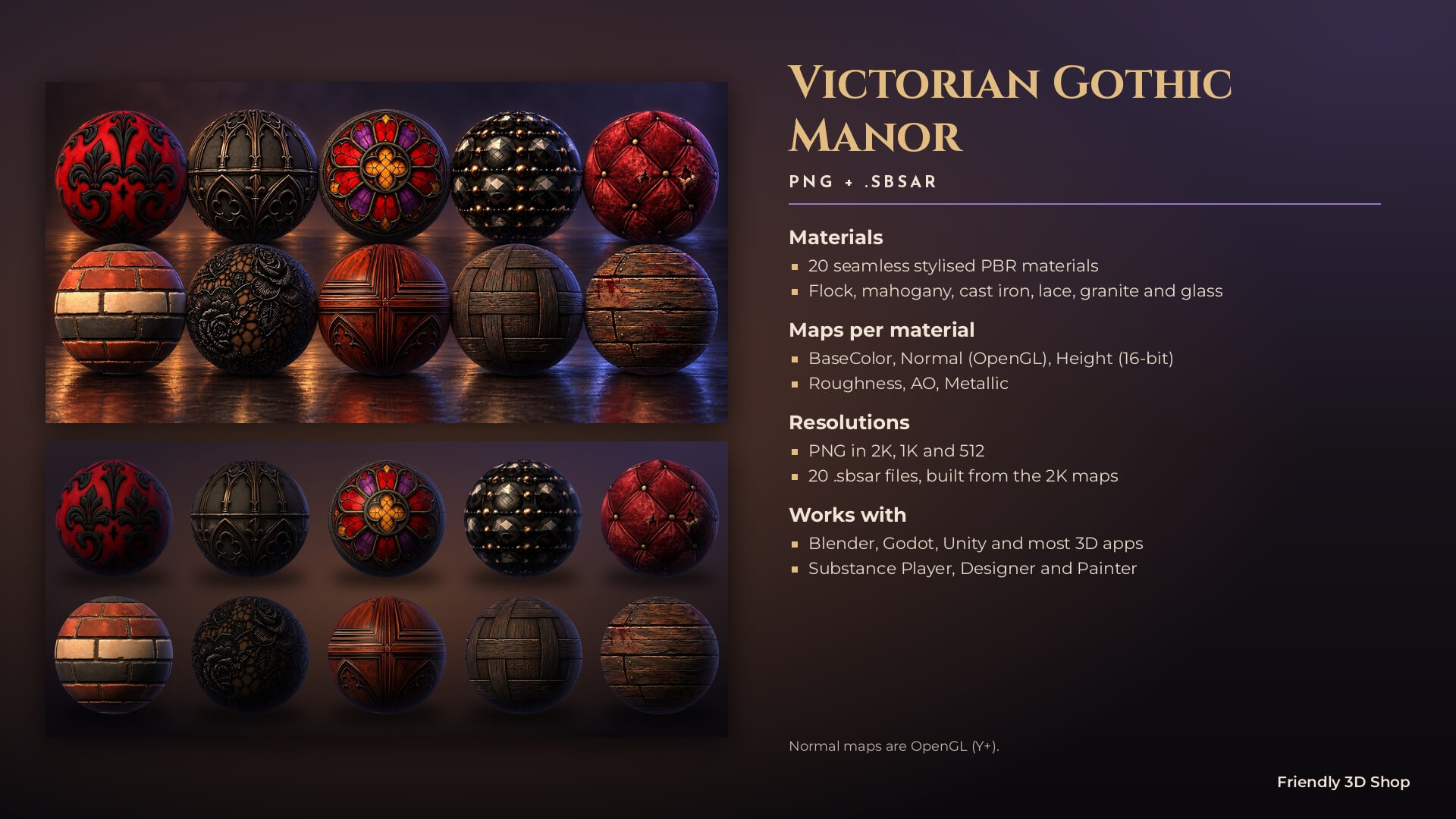 Victorian Gothic Manor - 20 Stylised PBR Textures 3D Texture
