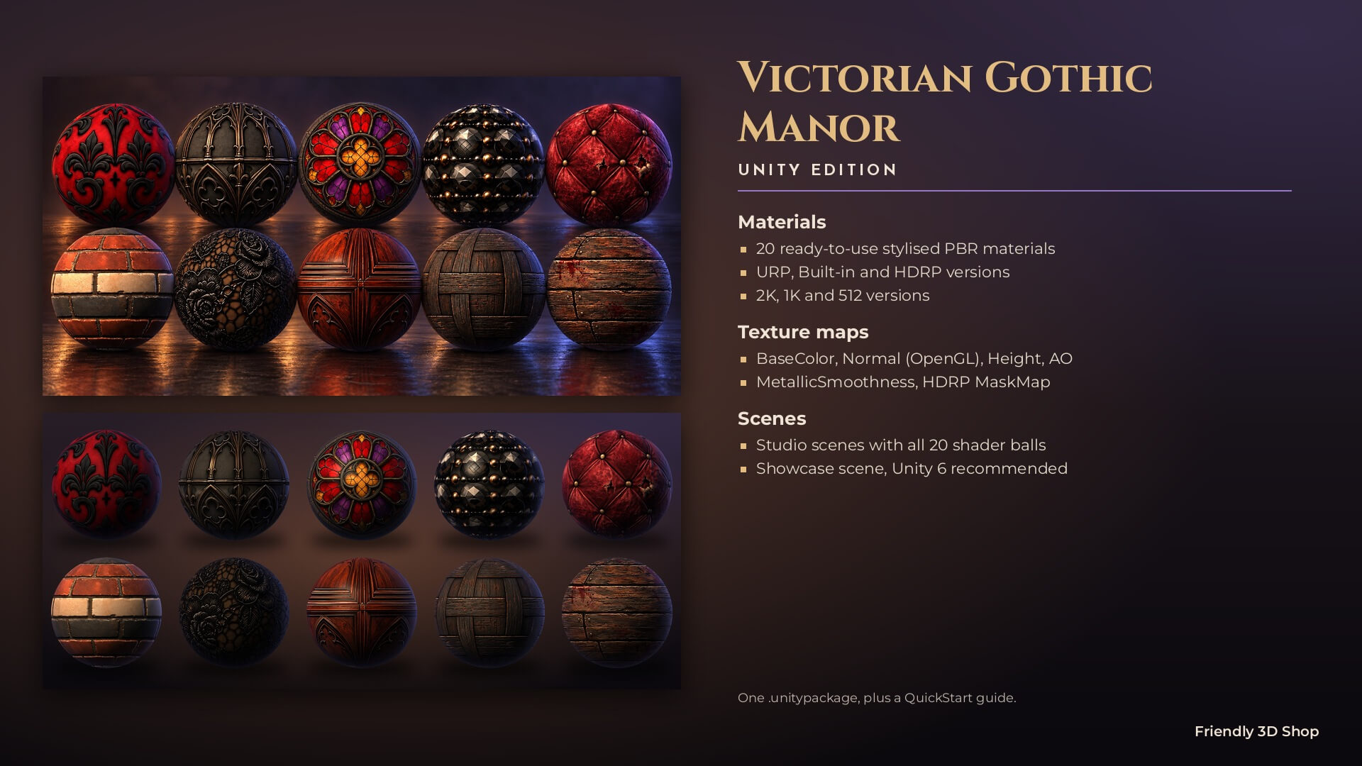 Victorian Gothic Manor - 20 Stylised PBR Textures 3D Texture