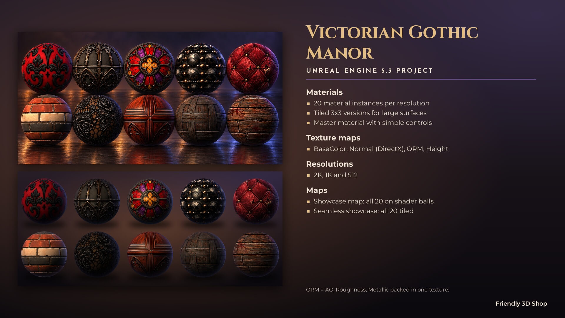 Victorian Gothic Manor - 20 Stylised PBR Textures 3D Texture